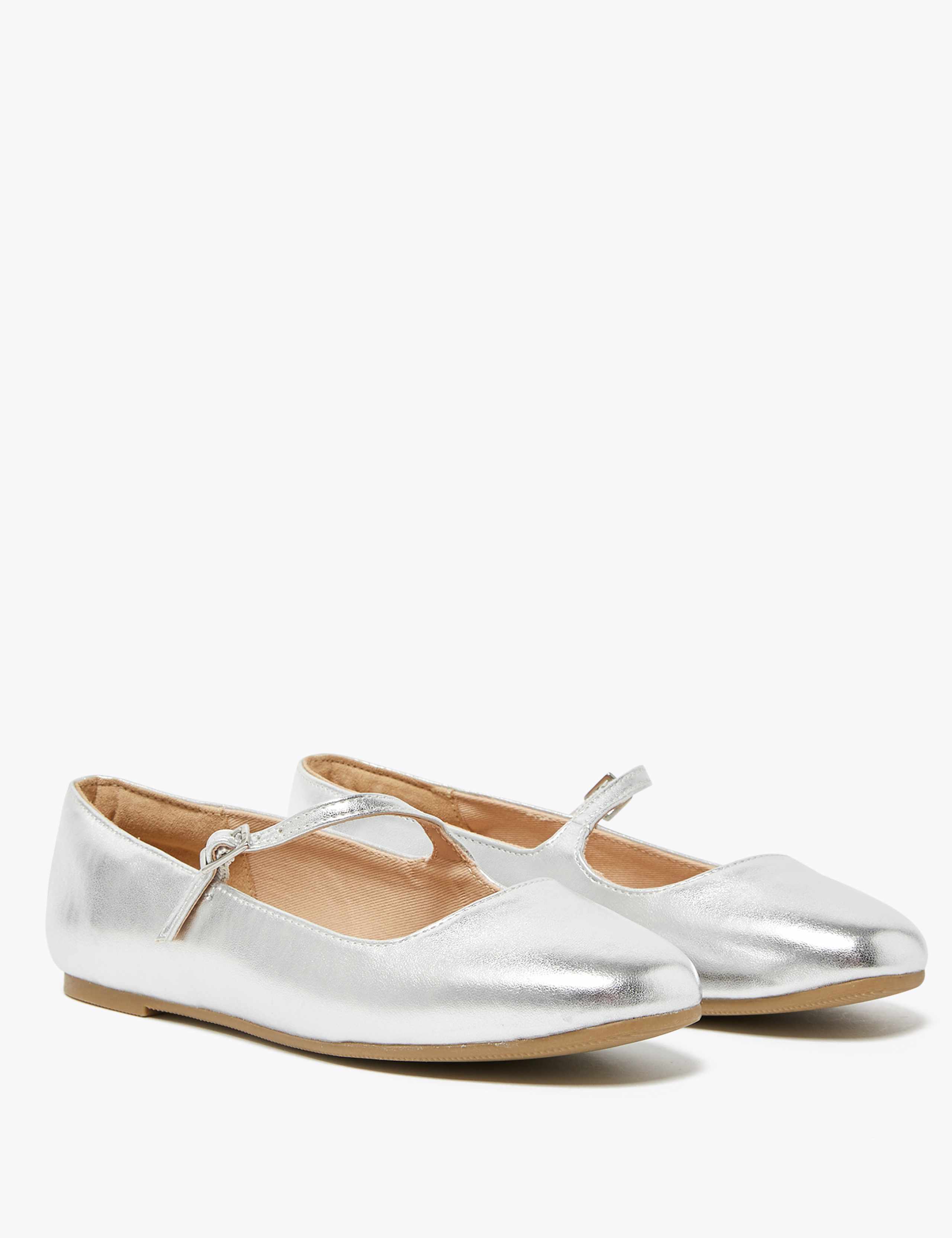 Kids' Metallic Strappy Ballet Pumps (13 Small - 6 Large) 1 of 5