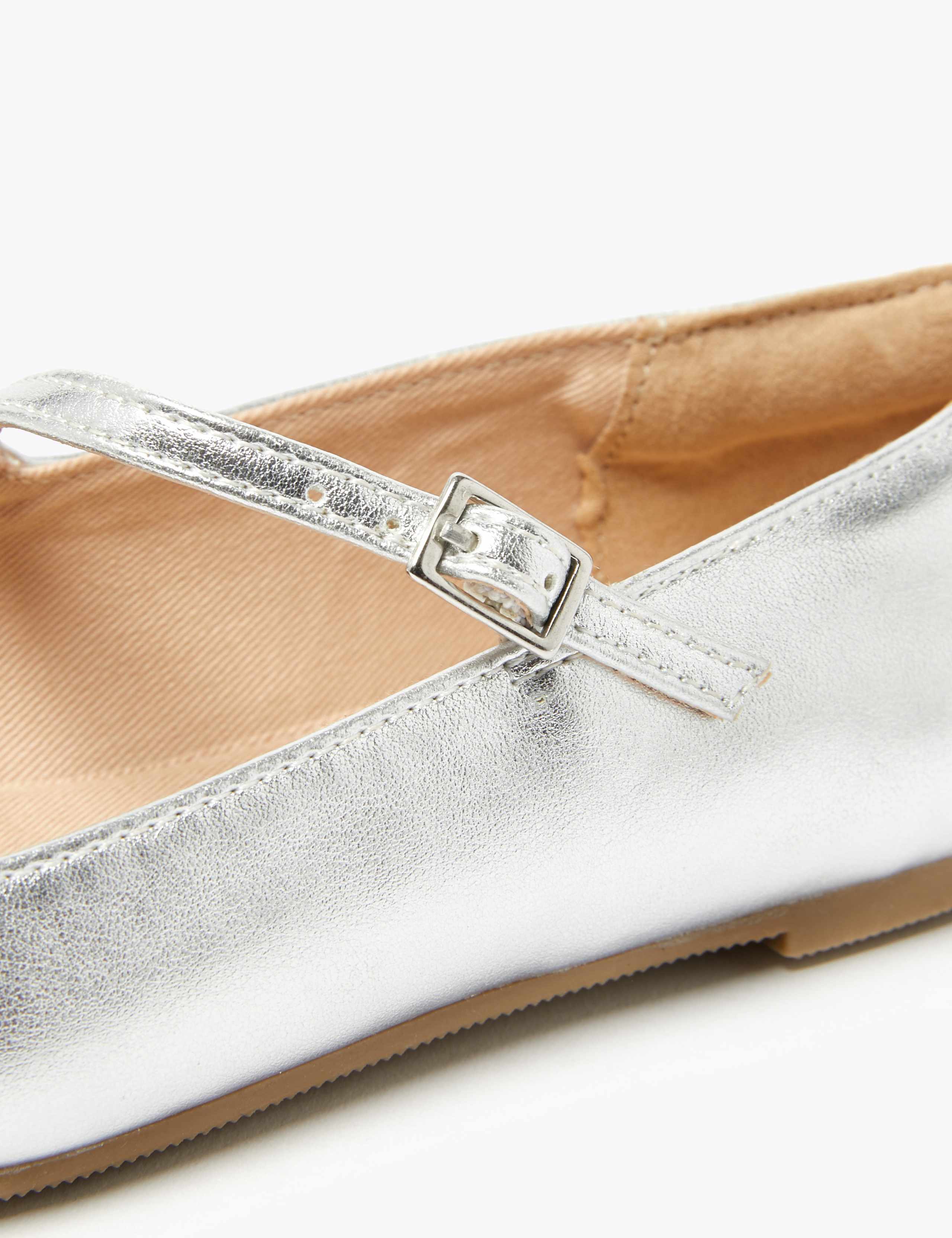 Kids' Metallic Strappy Ballet Pumps (13 Small - 6 Large) 4 of 5