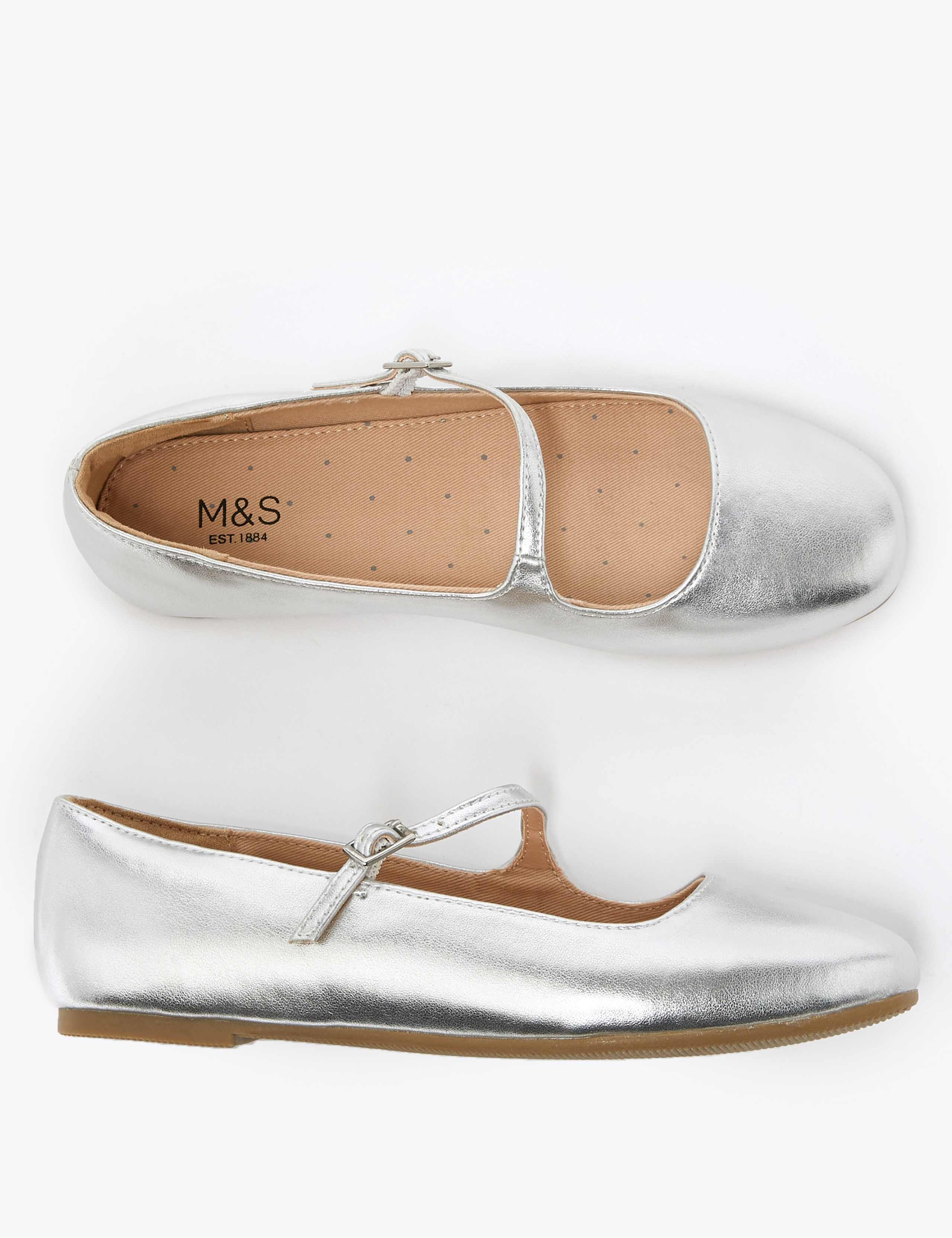 Kids' Metallic Strappy Ballet Pumps (13 Small - 6 Large) 2 of 5
