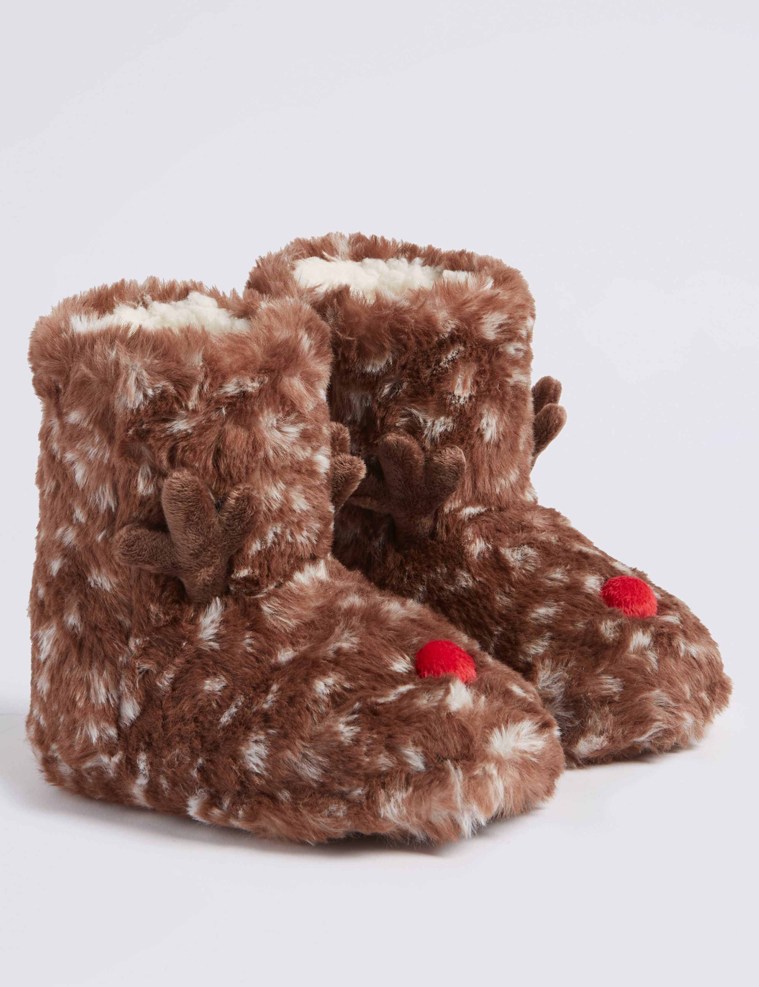 Kids' Reindeer Boot Slippers (5 Small - 6 Large) 1 of 5