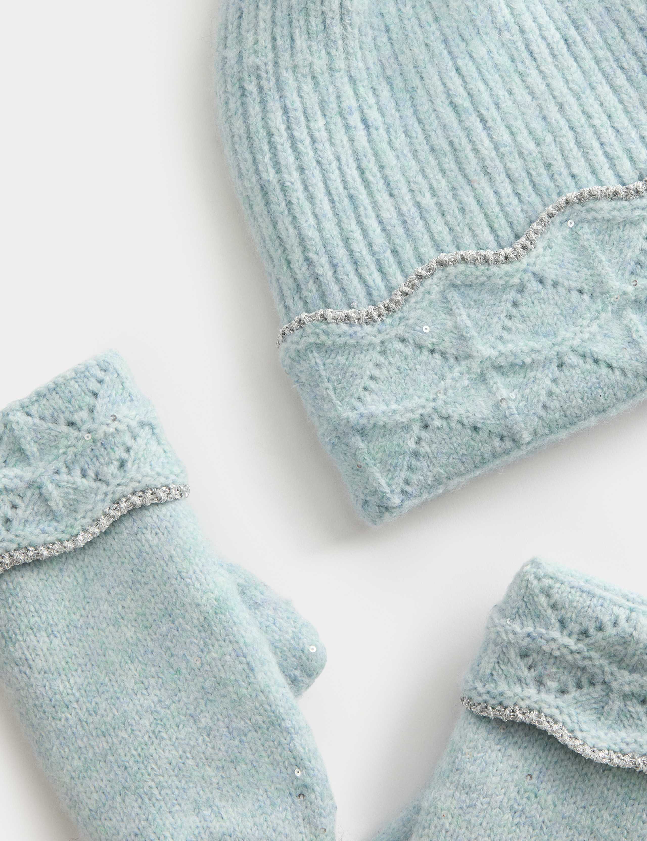 Kids Scallop Hat Scarf and Mittens Set (1-13 Yrs) 2 of 2