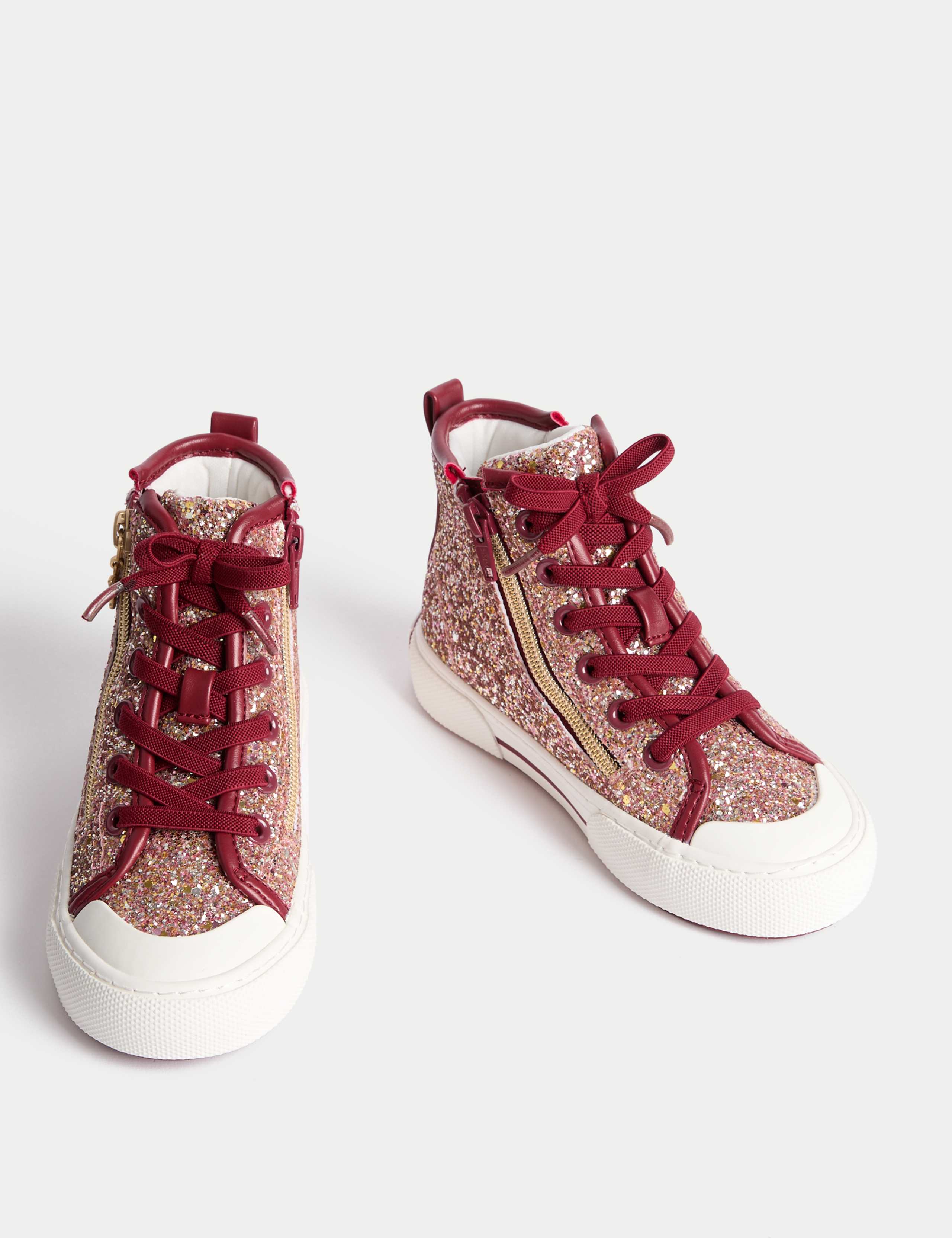 Kids' Glitter High Top Trainers (4 Small - 6 Large) 1 of 4