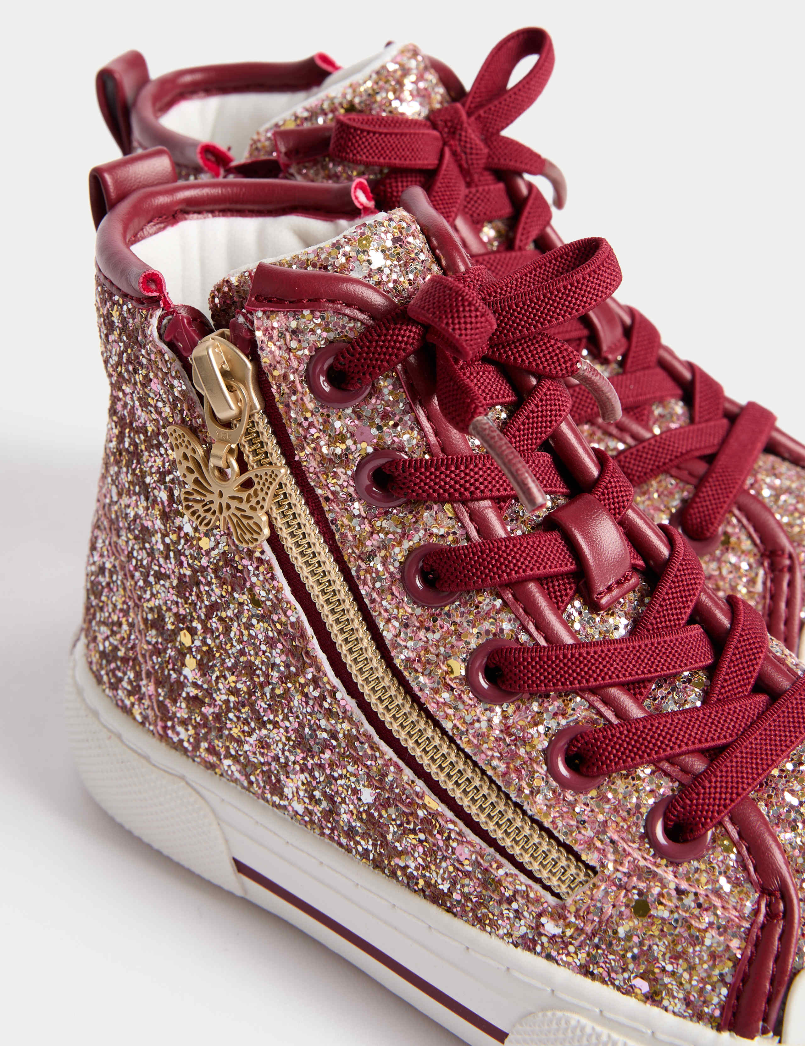 Kids' Glitter High Top Trainers (4 Small - 6 Large) 3 of 4