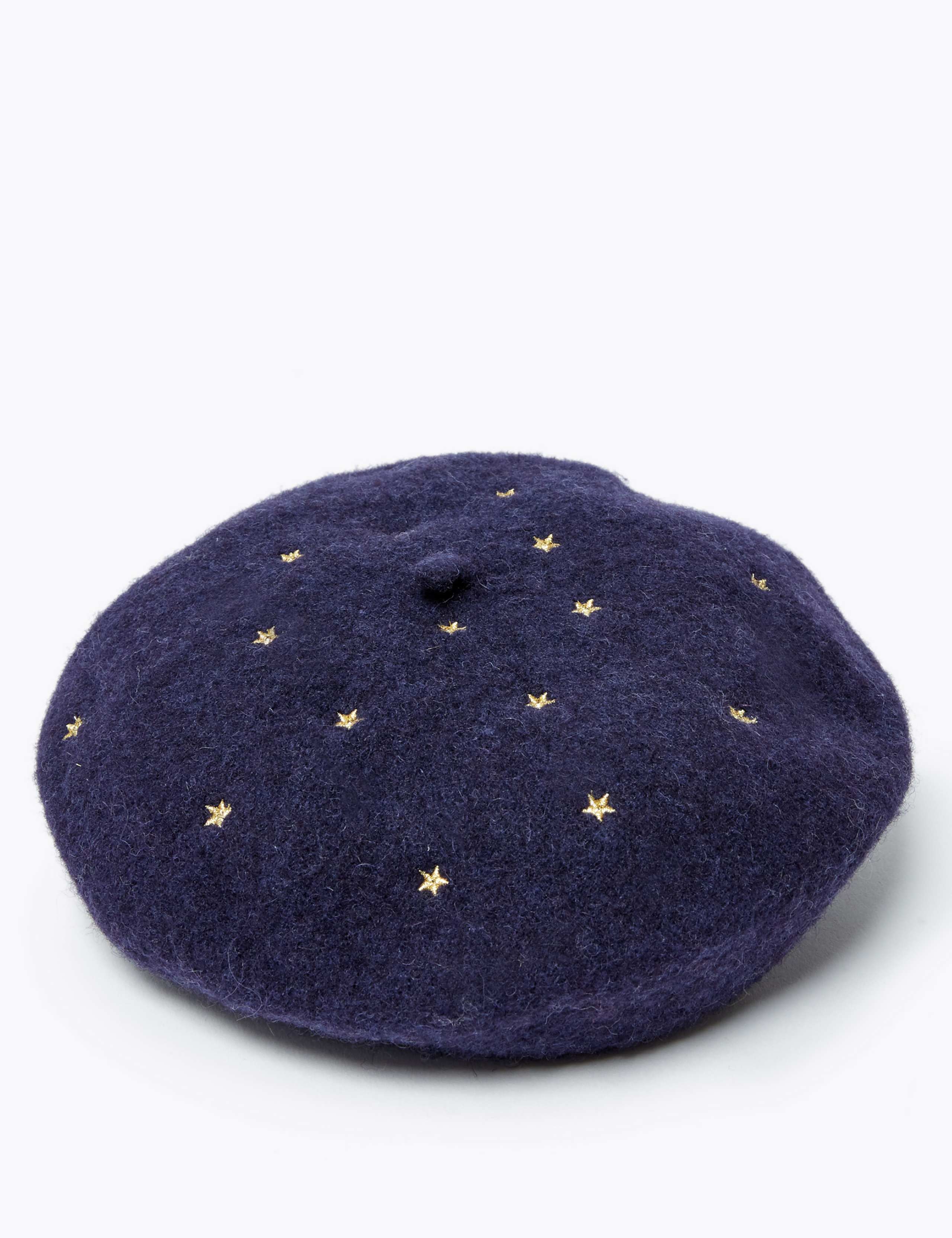 Kids’ Wool Embroidered Star Print Beret (3-14 Years) 2 of 3