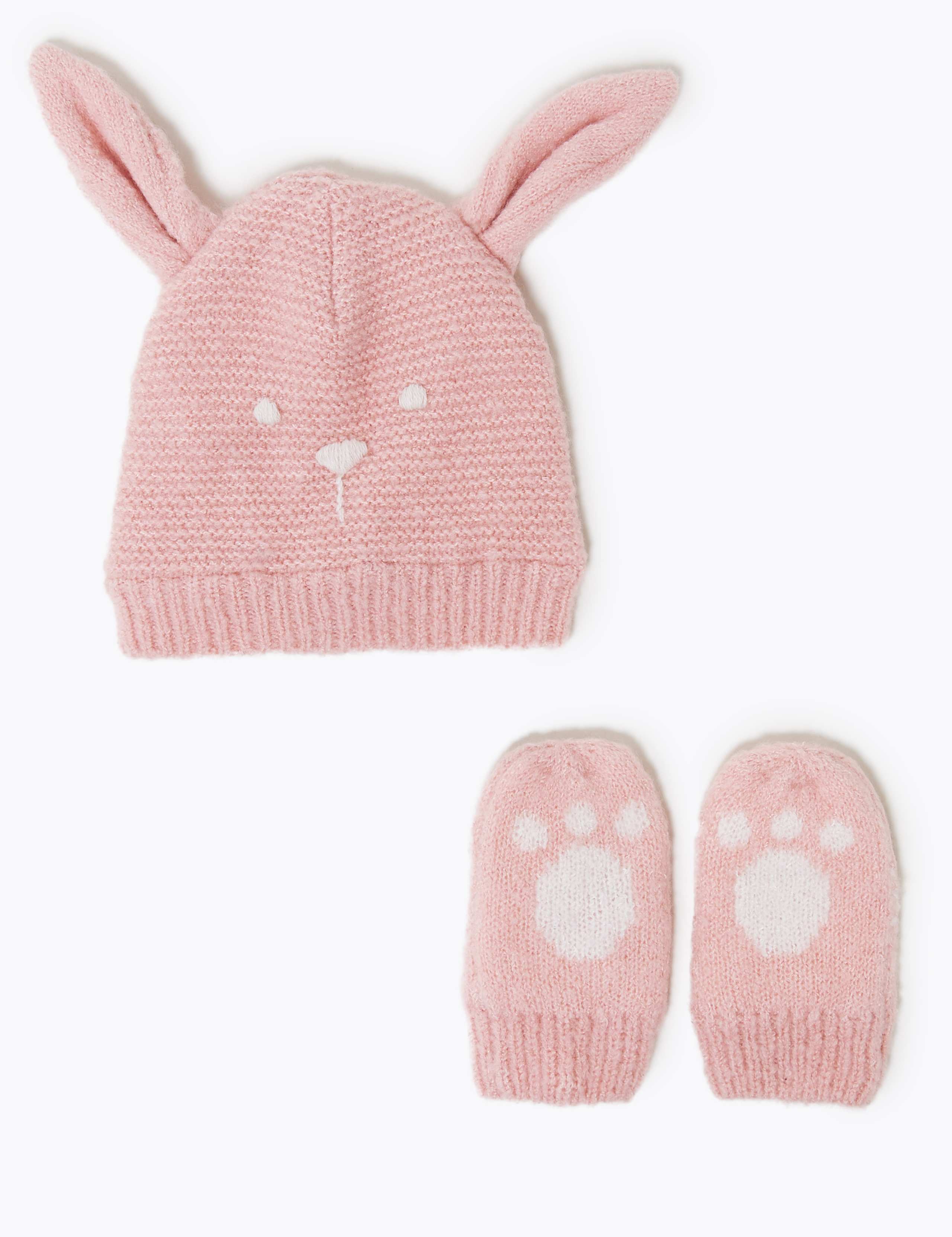 Bunny Hat & Mitten Set (0-12 Mths) 1 of 1