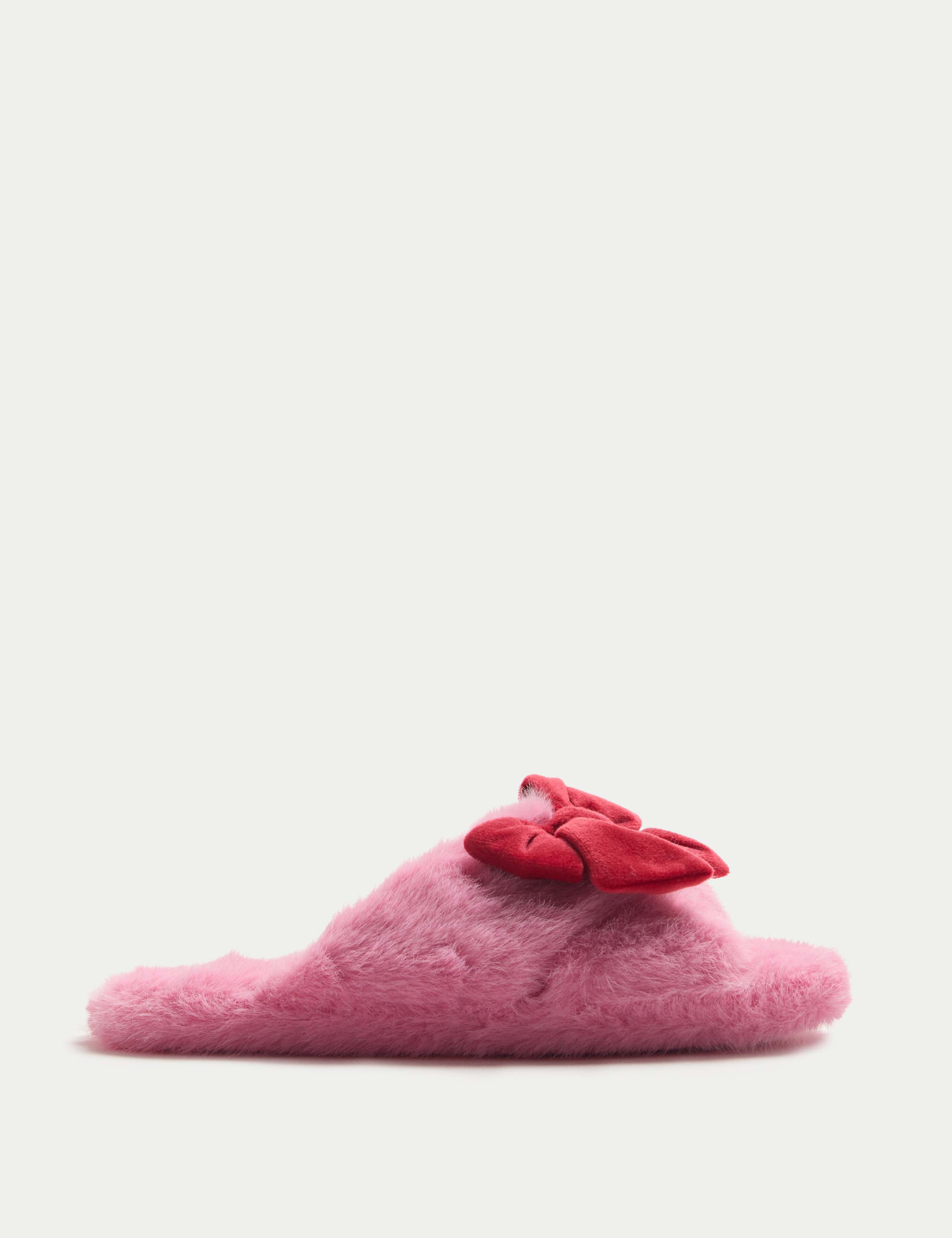 Kids' Faux Fur Bow Slippers (1 Large - 6 Large) 3 of 3