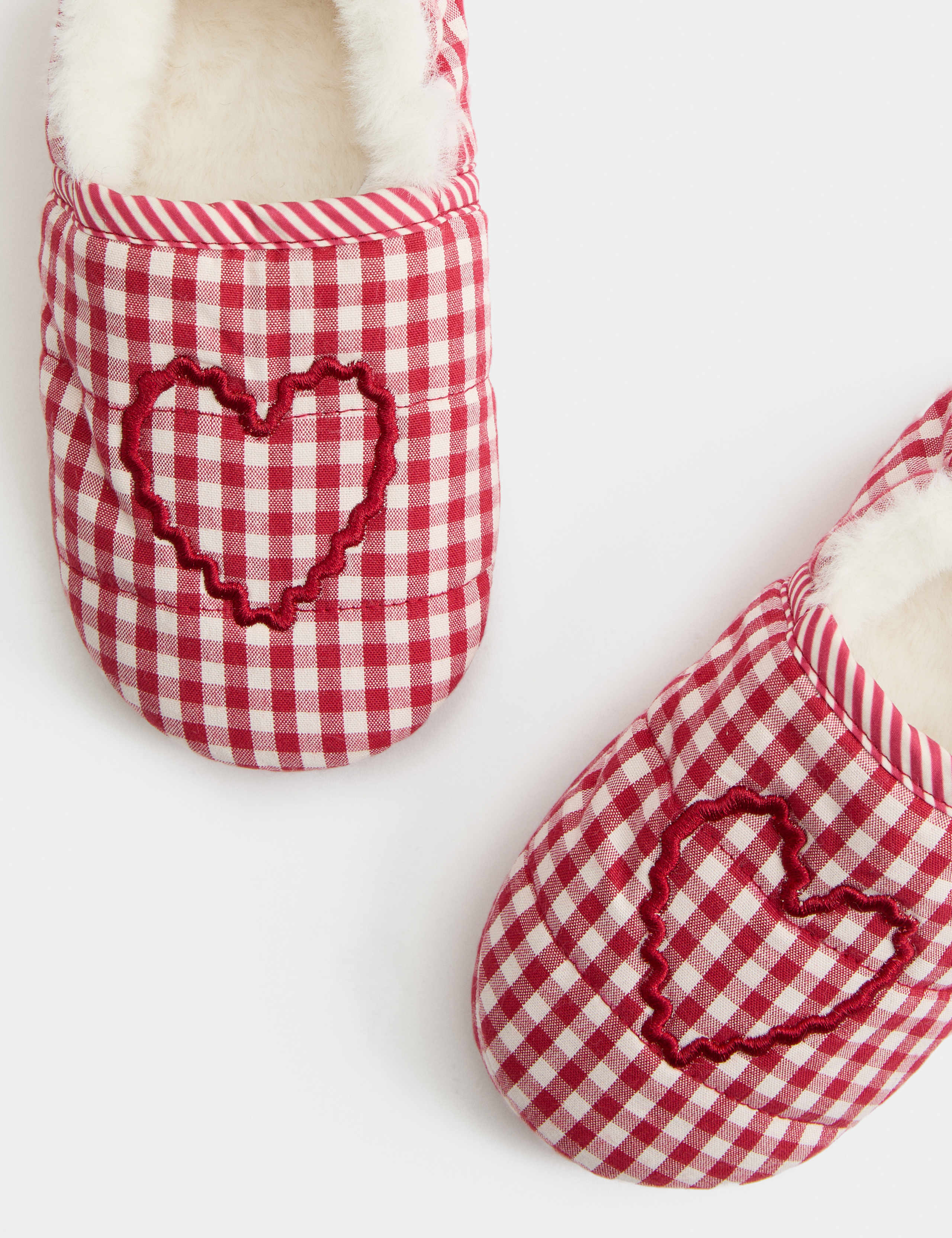 Kids' Checked Heart Elastic Back Slippers (4 Small - 2 Large) 3 of 3