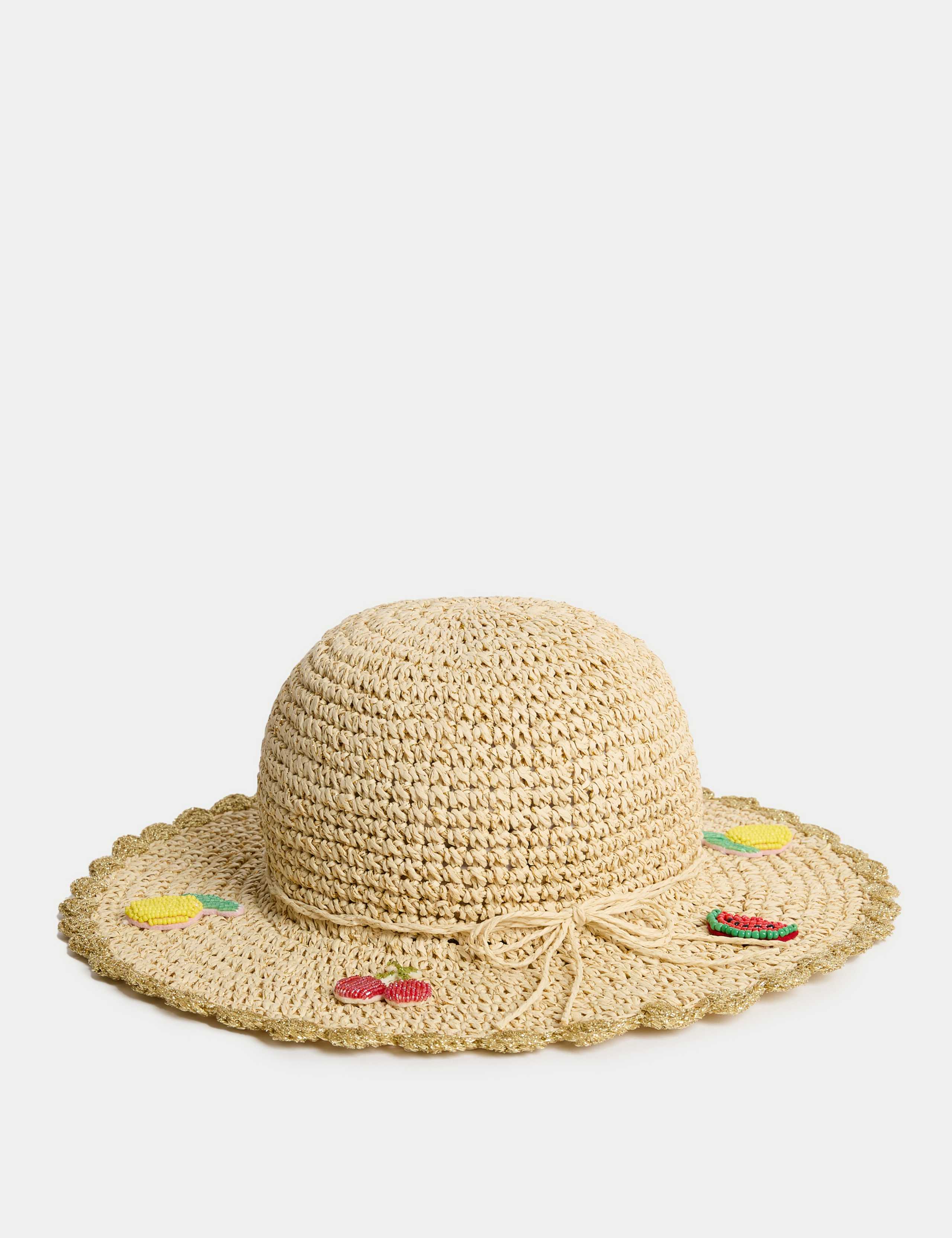 Kids' Straw Beaded Fruit Sun Hat 2 of 3