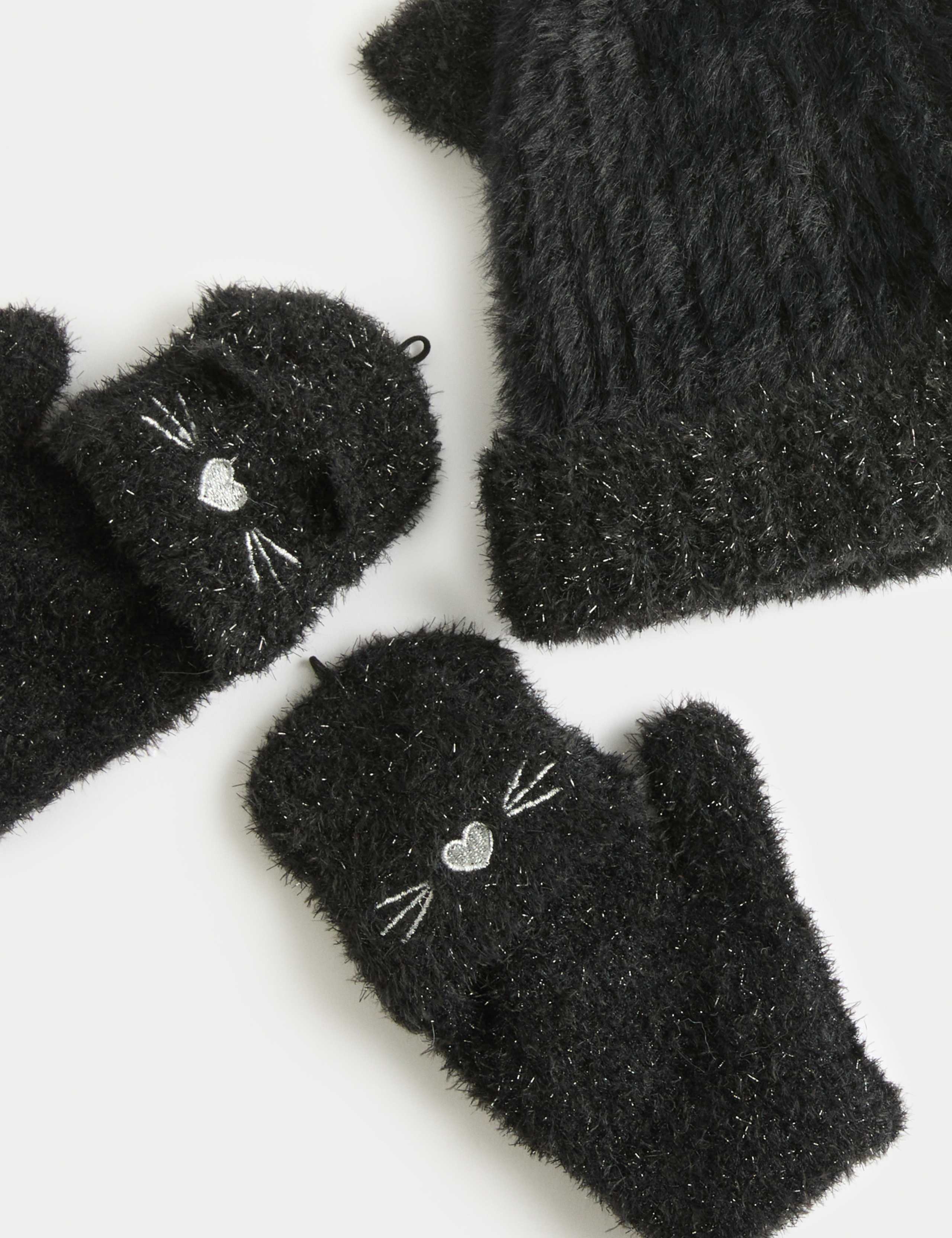 Kids' Cat Flip Top Hat and Glove Set (3-13 Yrs) 2 of 2
