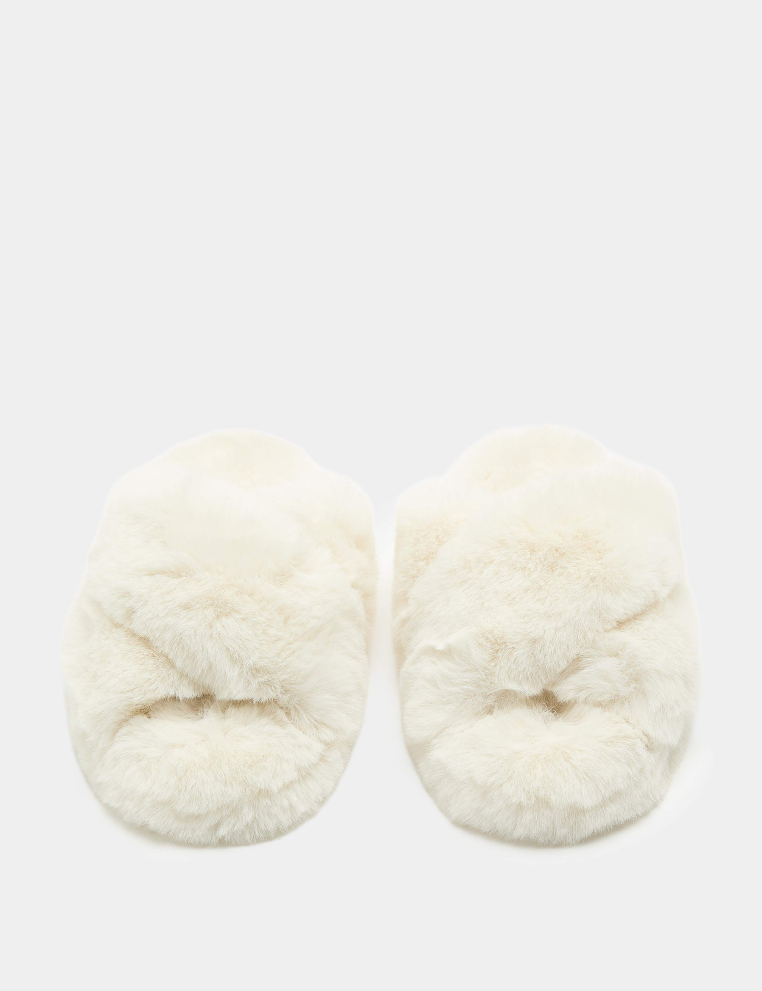Kids' Faux Fur Crossover Slider Slippers (1 Large-6 Large) 2 of 3
