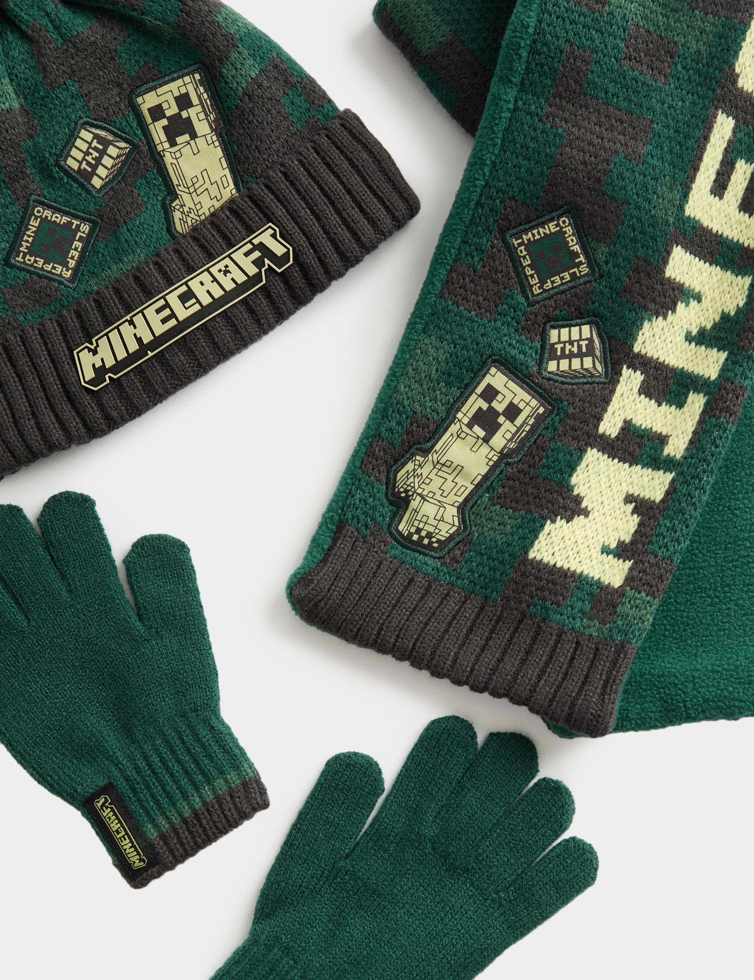 Kids' Minecraft™ Hat, Scarf & Mittens Set (3-13 Years) 2 of 2