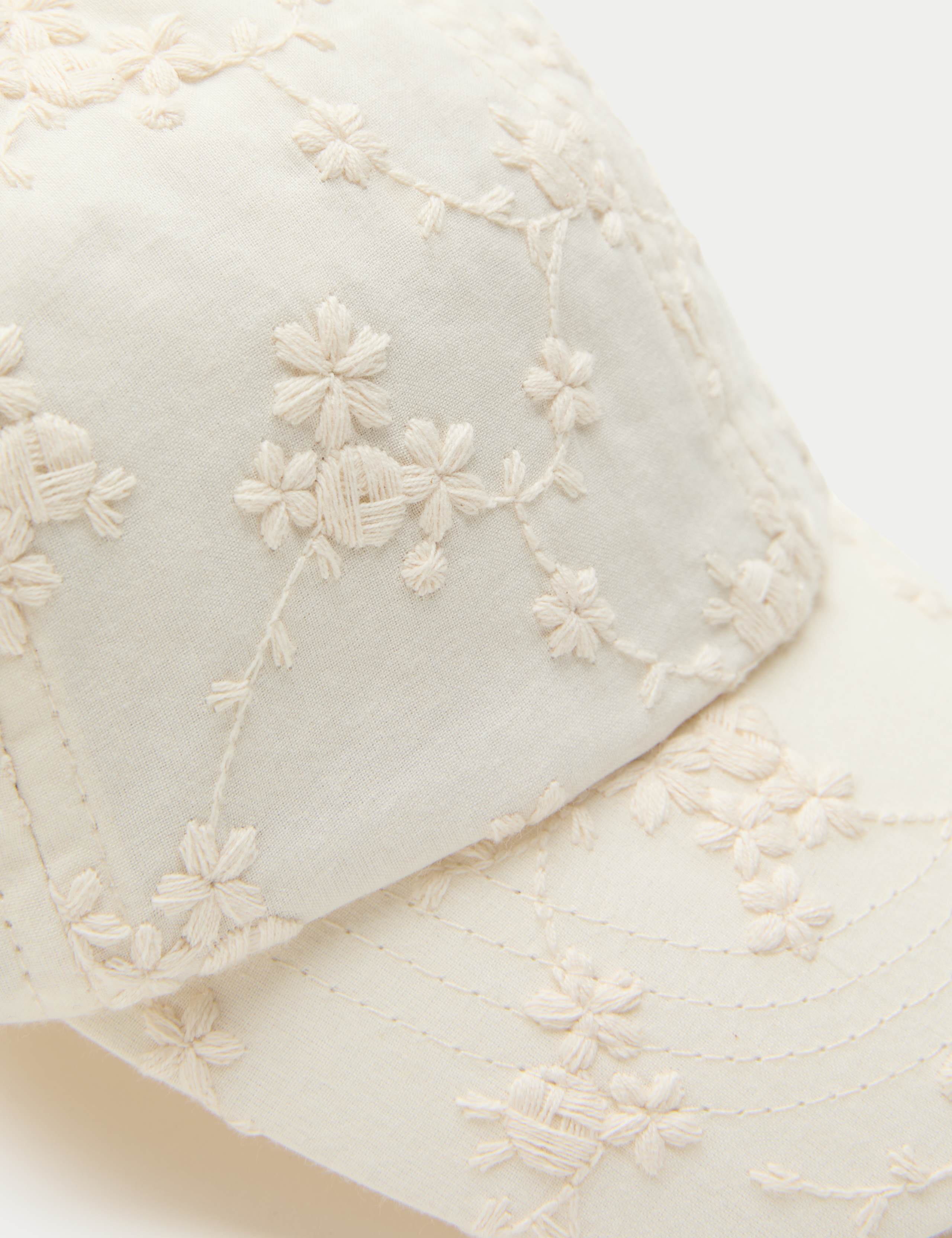 Kids' Pure Cotton Broderie Bow Back Cap (3-13 Years) 2 of 3