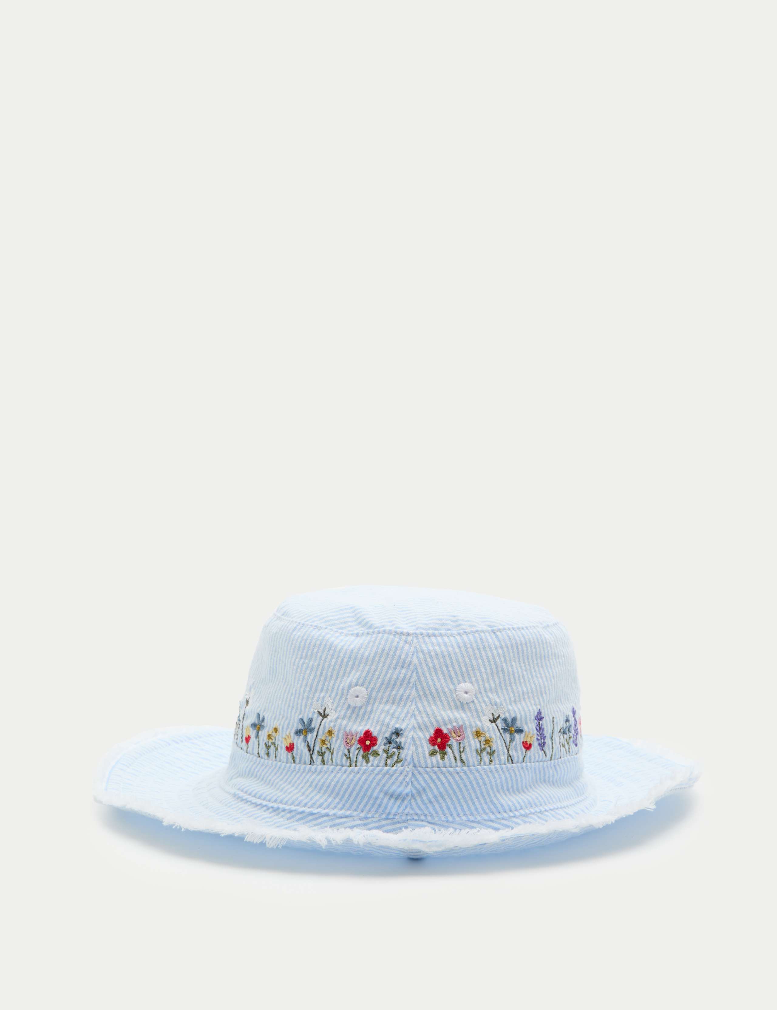 Kids' Pure Cotton Floral Embroidered Sun Hat 1 of 1
