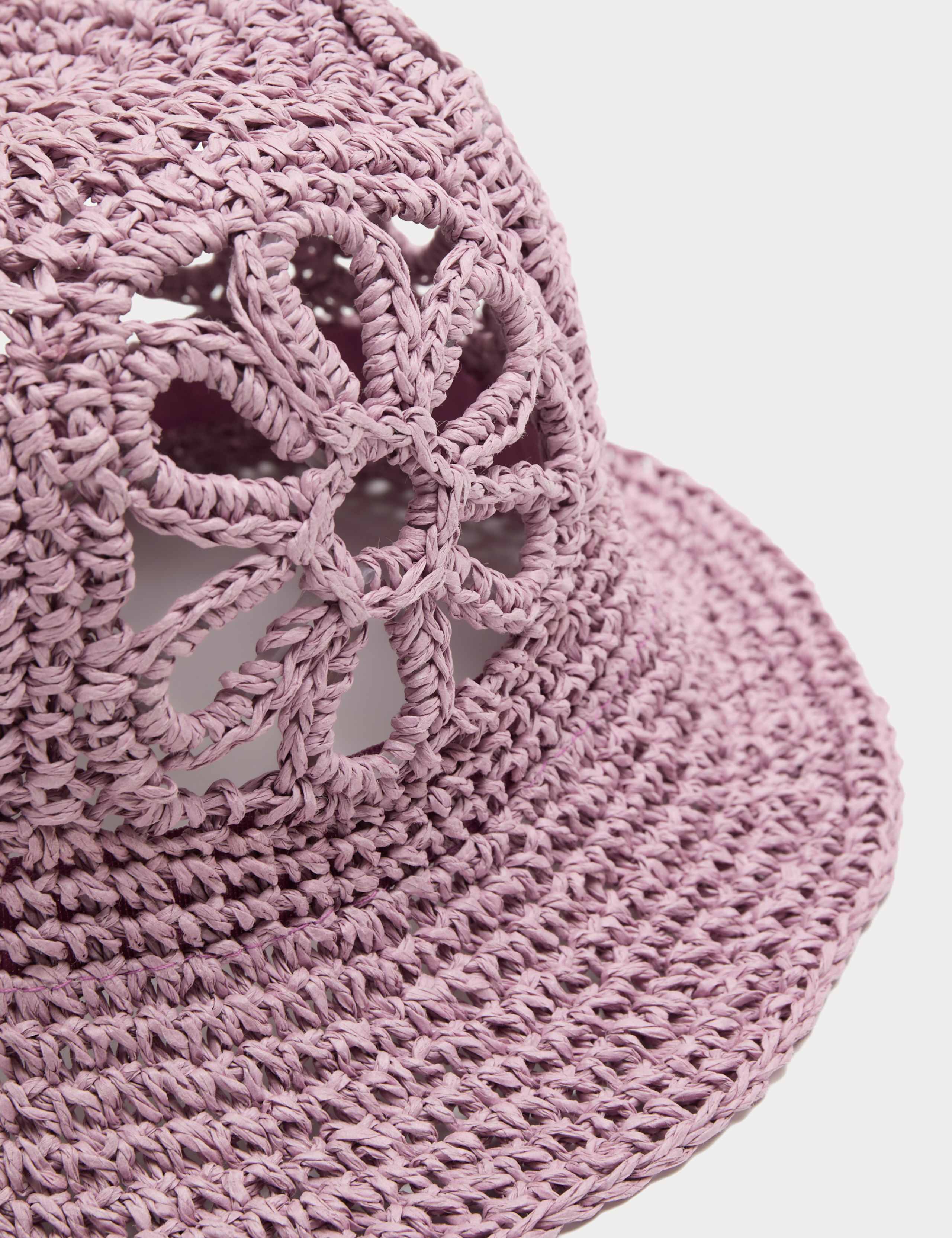 Kids' Straw Flower Turn Up Bucket Hat (18 Mths-13 Yrs) 2 of 2