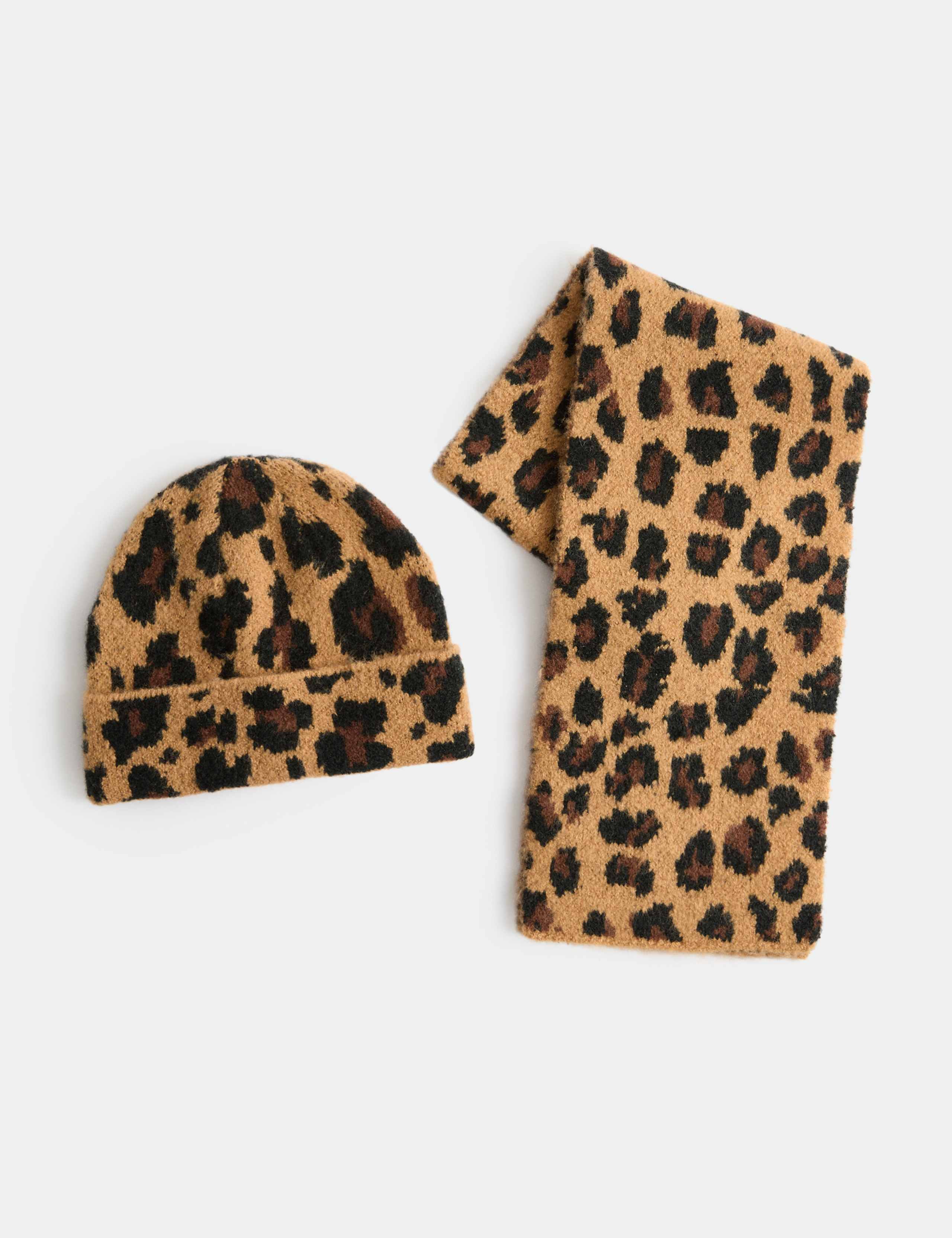 2 Pack Leopard Print Hat and Scarf Set 1 of 2
