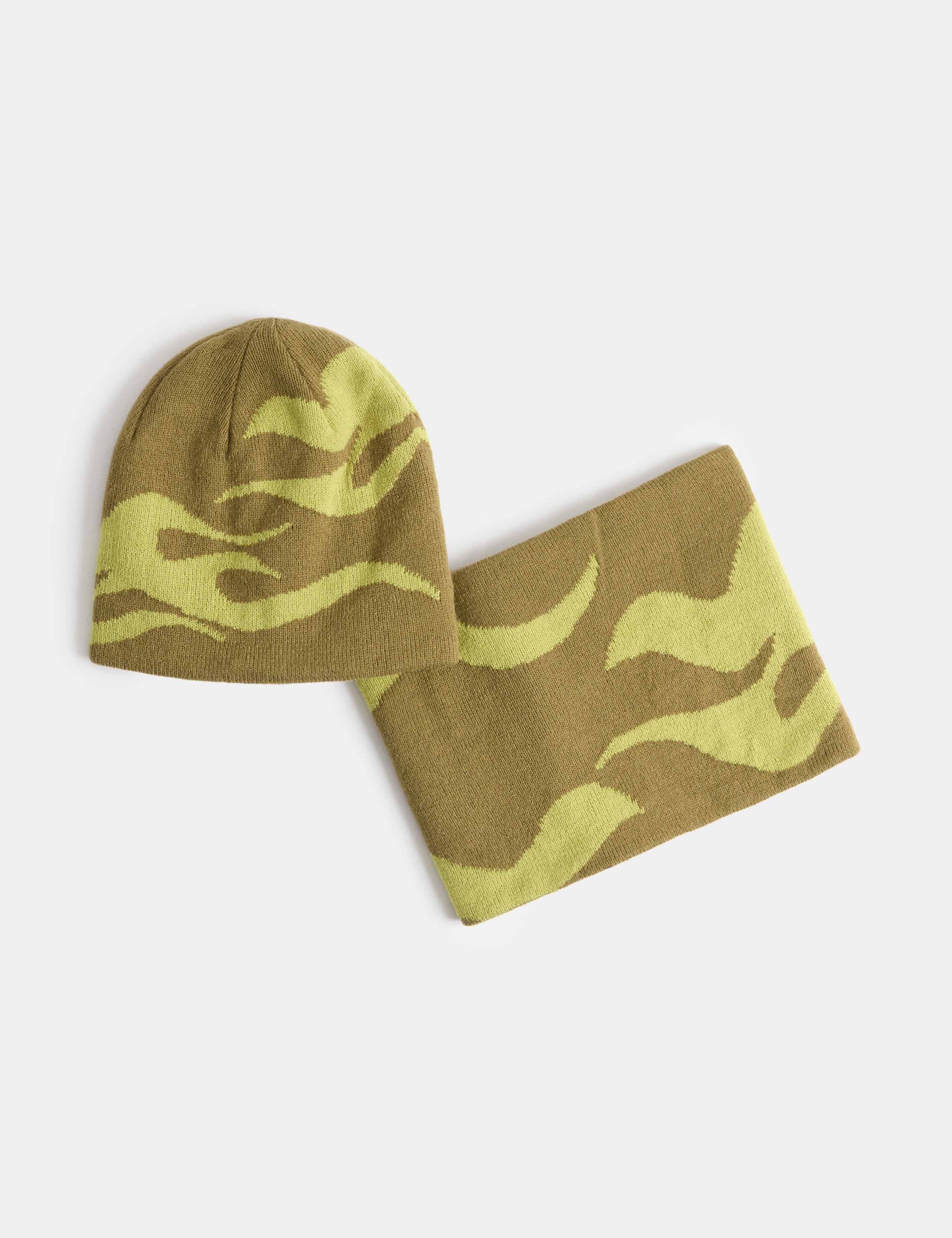 2pc Flame Hat Scarf Glove Set 1 of 1