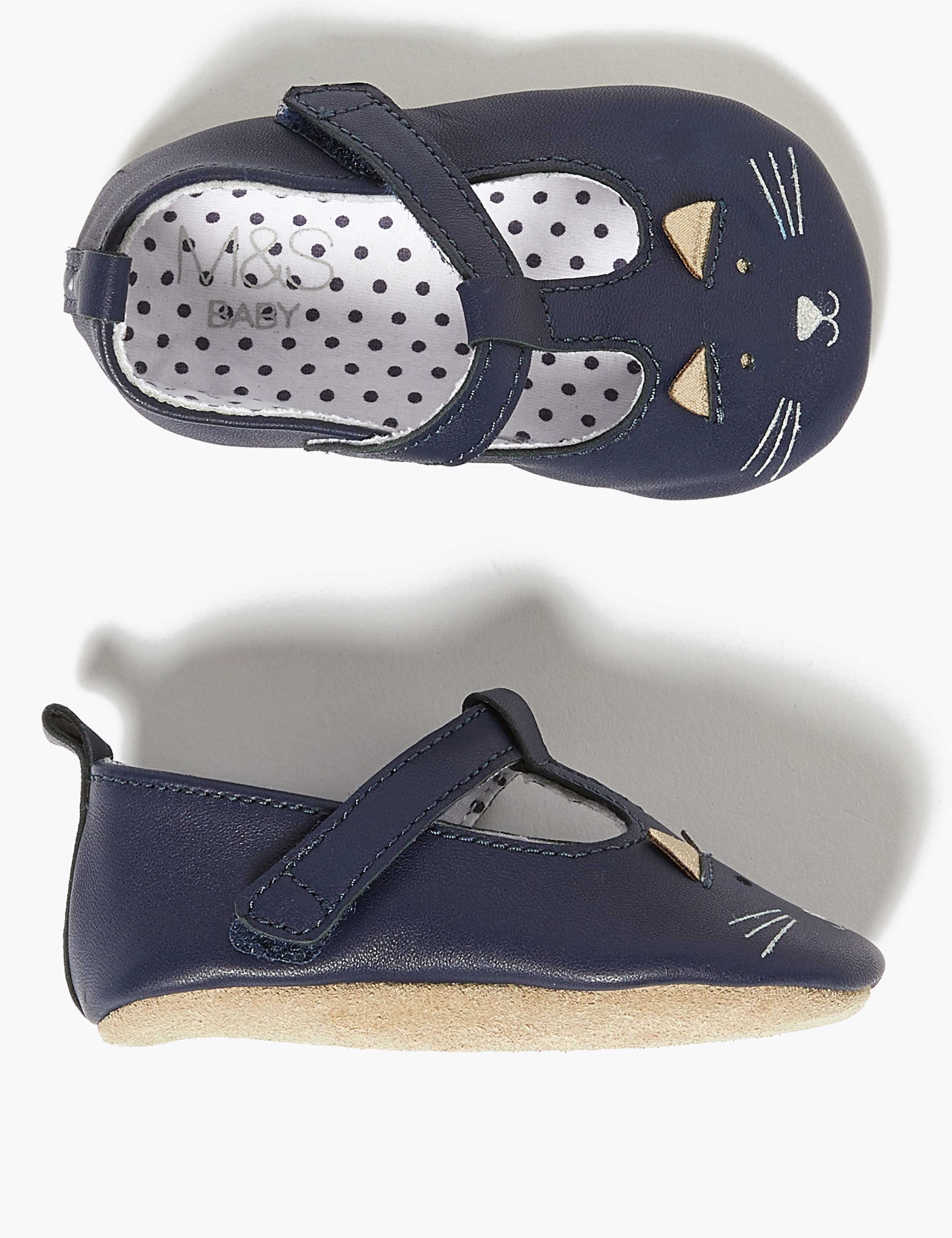 Baby Leather T-Bar Pram Shoes (0-12 Mths) 2 of 4