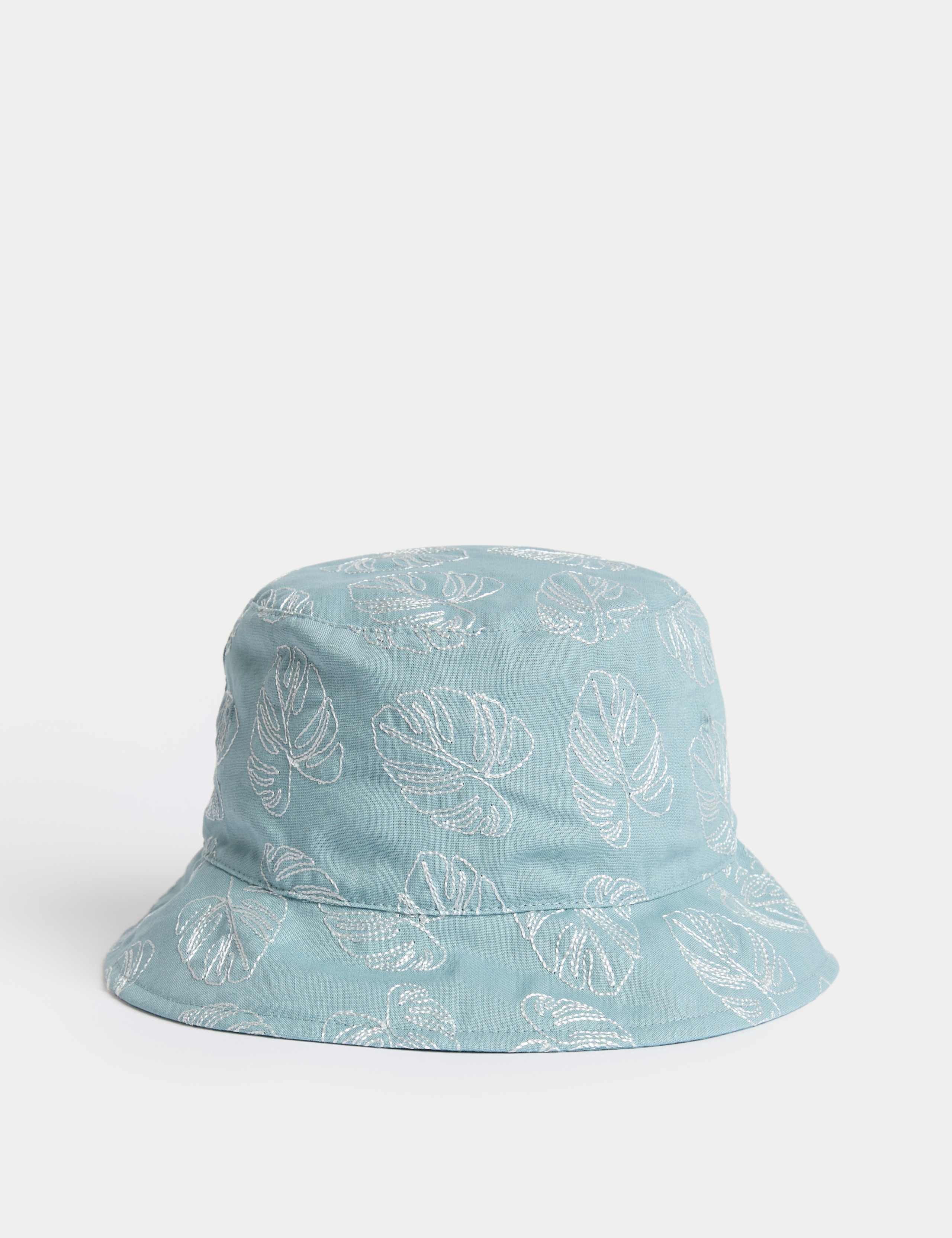 Kids' Cotton Rich Embroidered Leaf Sun Hat (1-13 Yrs) 2 of 3