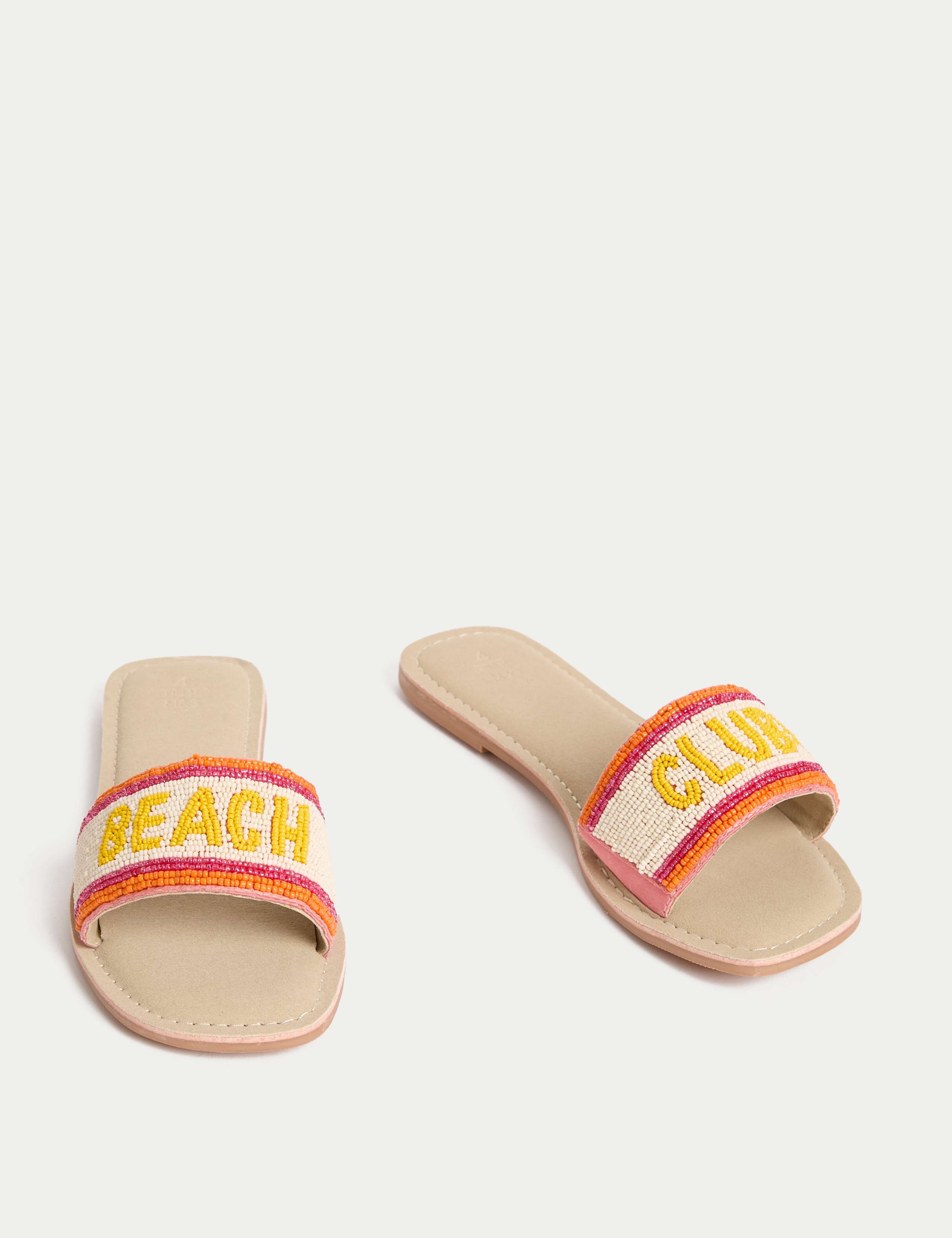 Kids' Leather Slogan Beaded Sandals 2 of 4