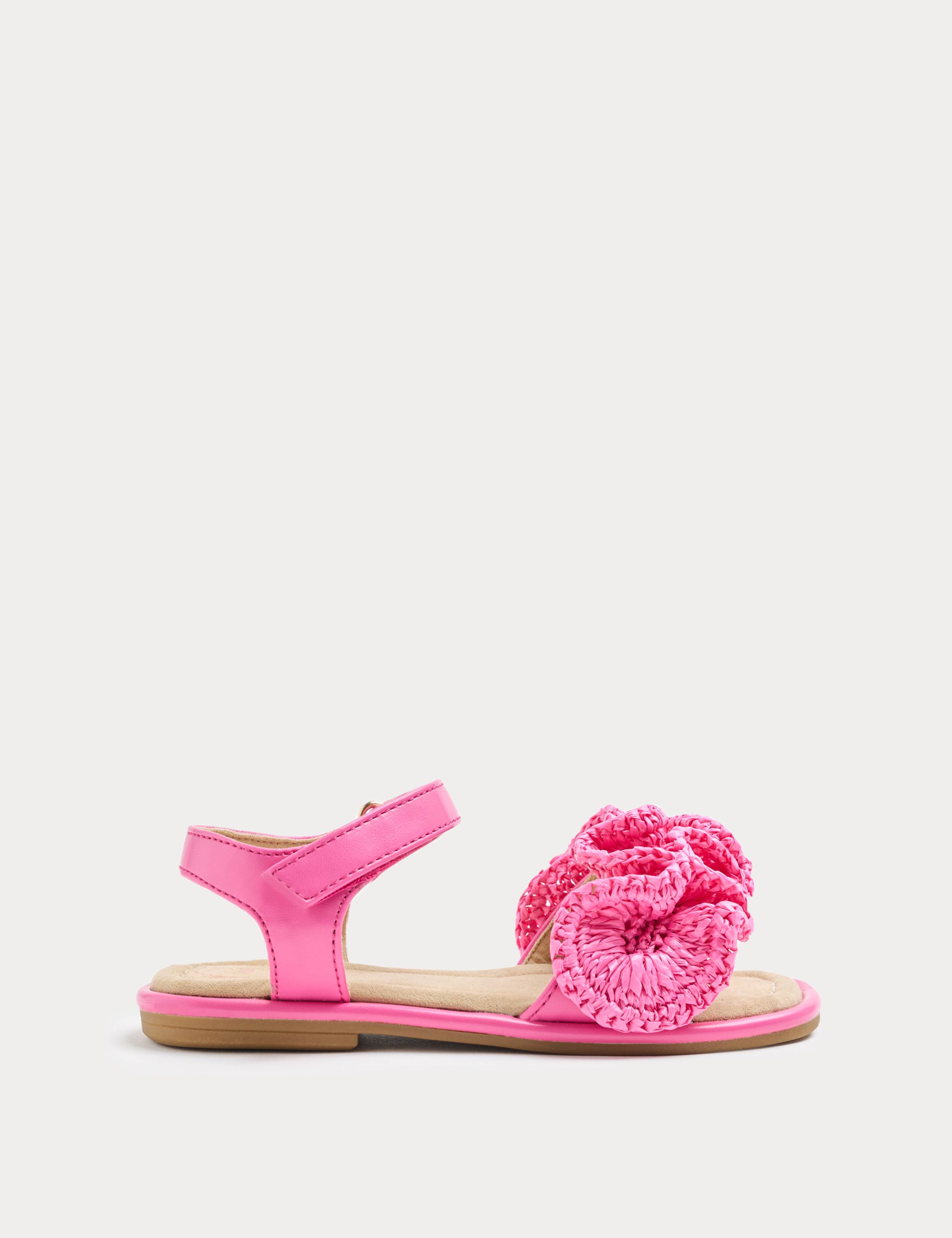 Kids Frill Strap Raffia Sandals (4 Small - 2 Large) 2 of 3