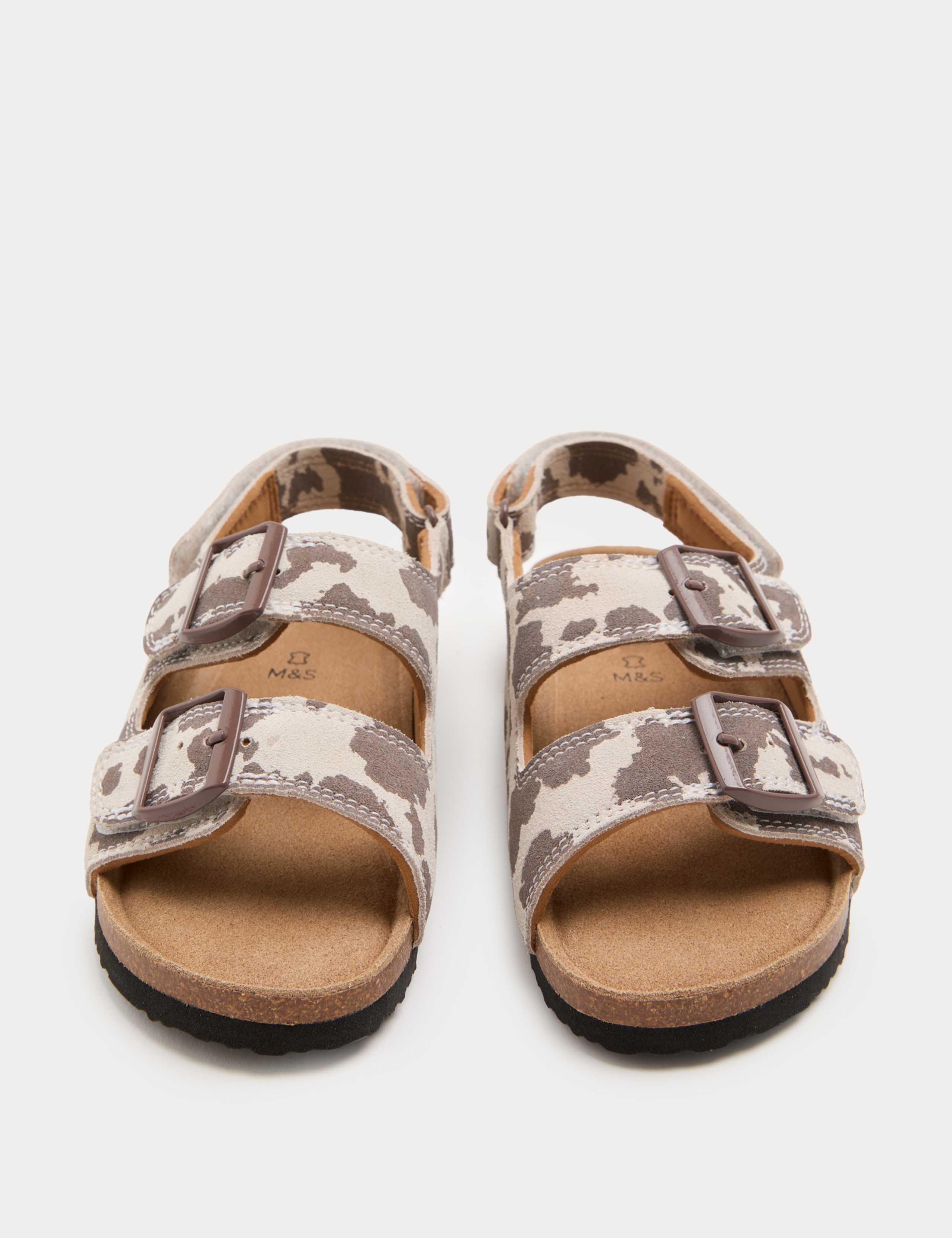 Kids' Suede Cow Print Footbed Sandals (4 Small-2 Large) 3 of 3