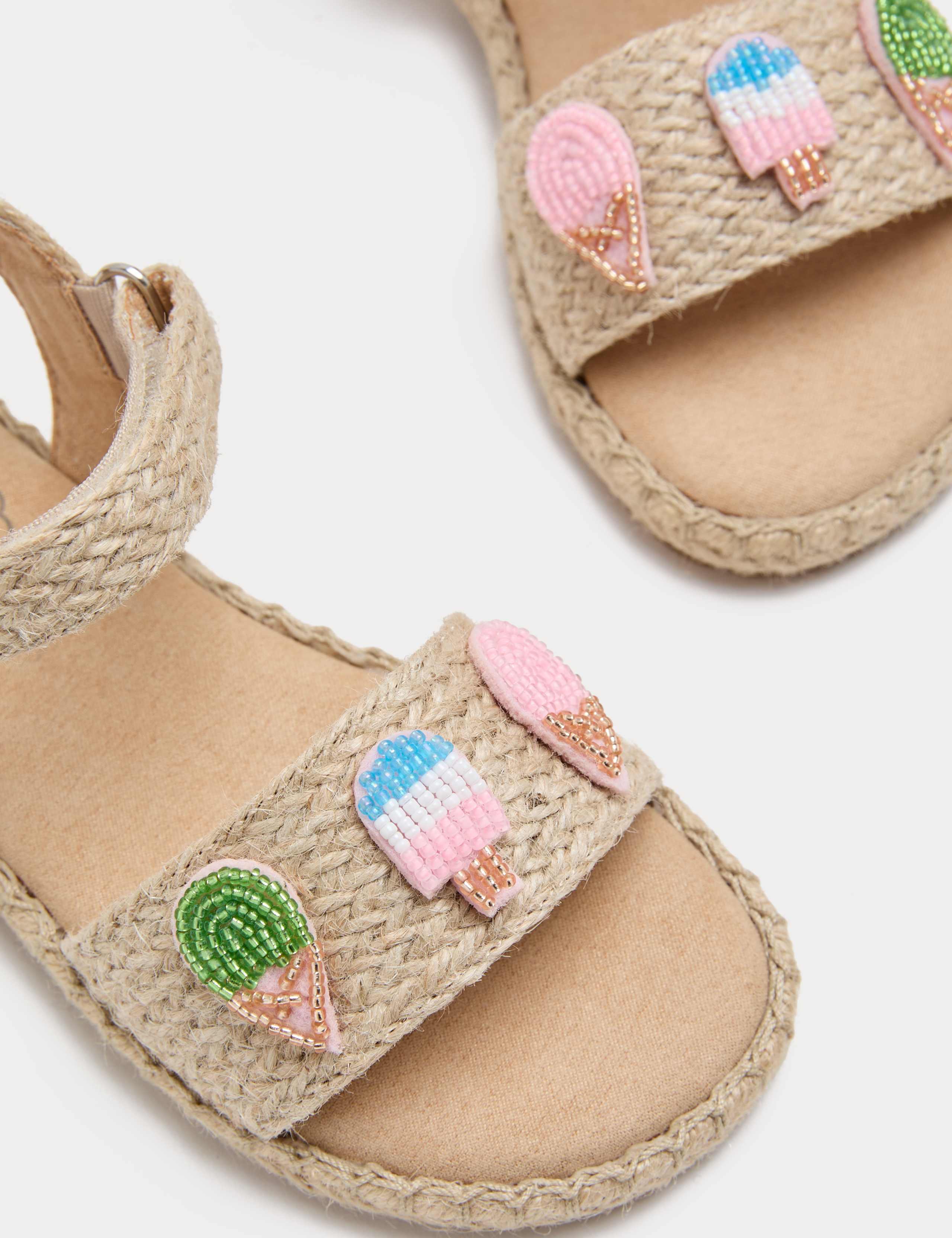 Kids' Raffia Ice Cream Beaded Sandals (4 Small-2 Large) 3 of 3