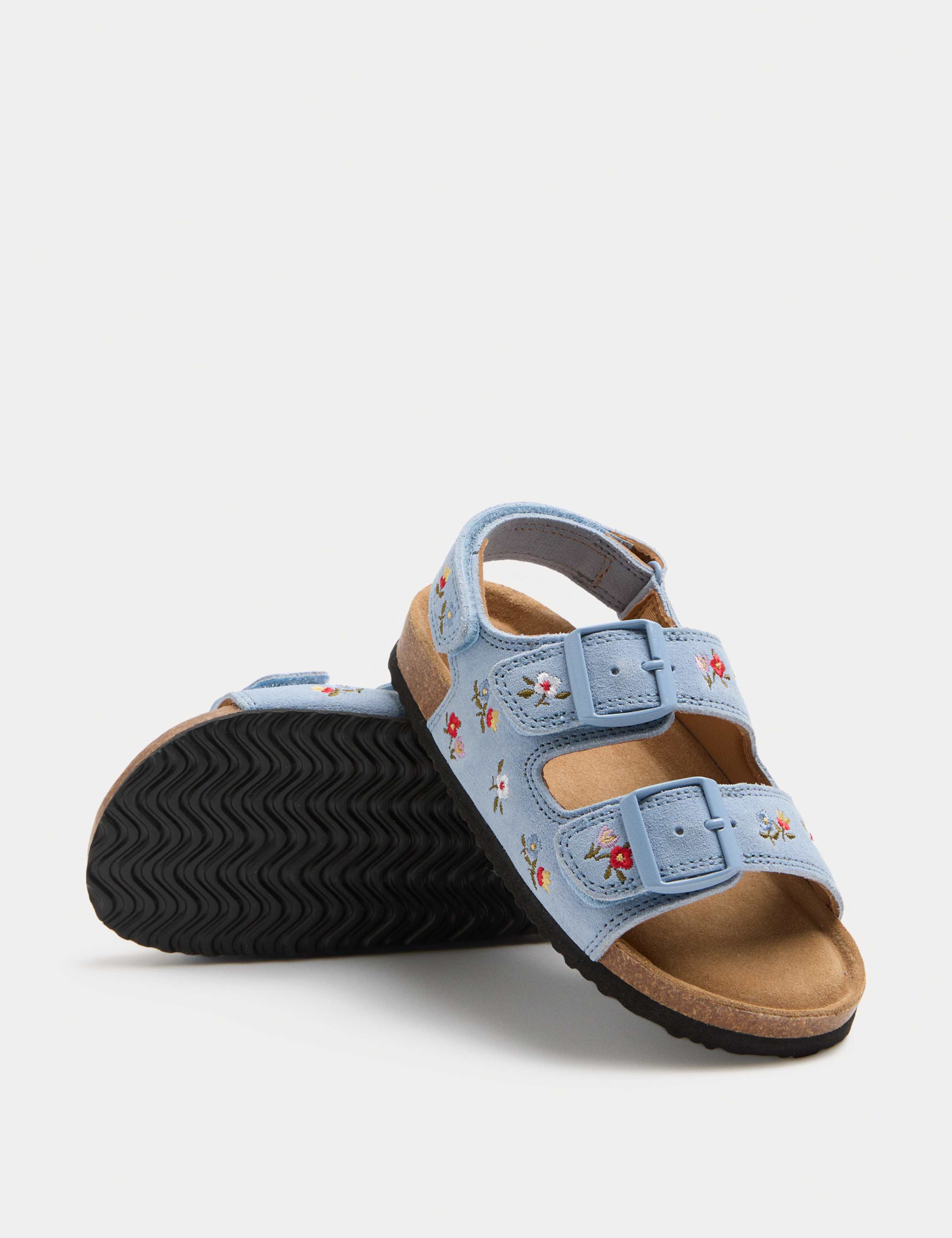 Kids' Suede Ditsy Floral Patterned Footbed Sandals (5 Small-2 Large) 3 of 3