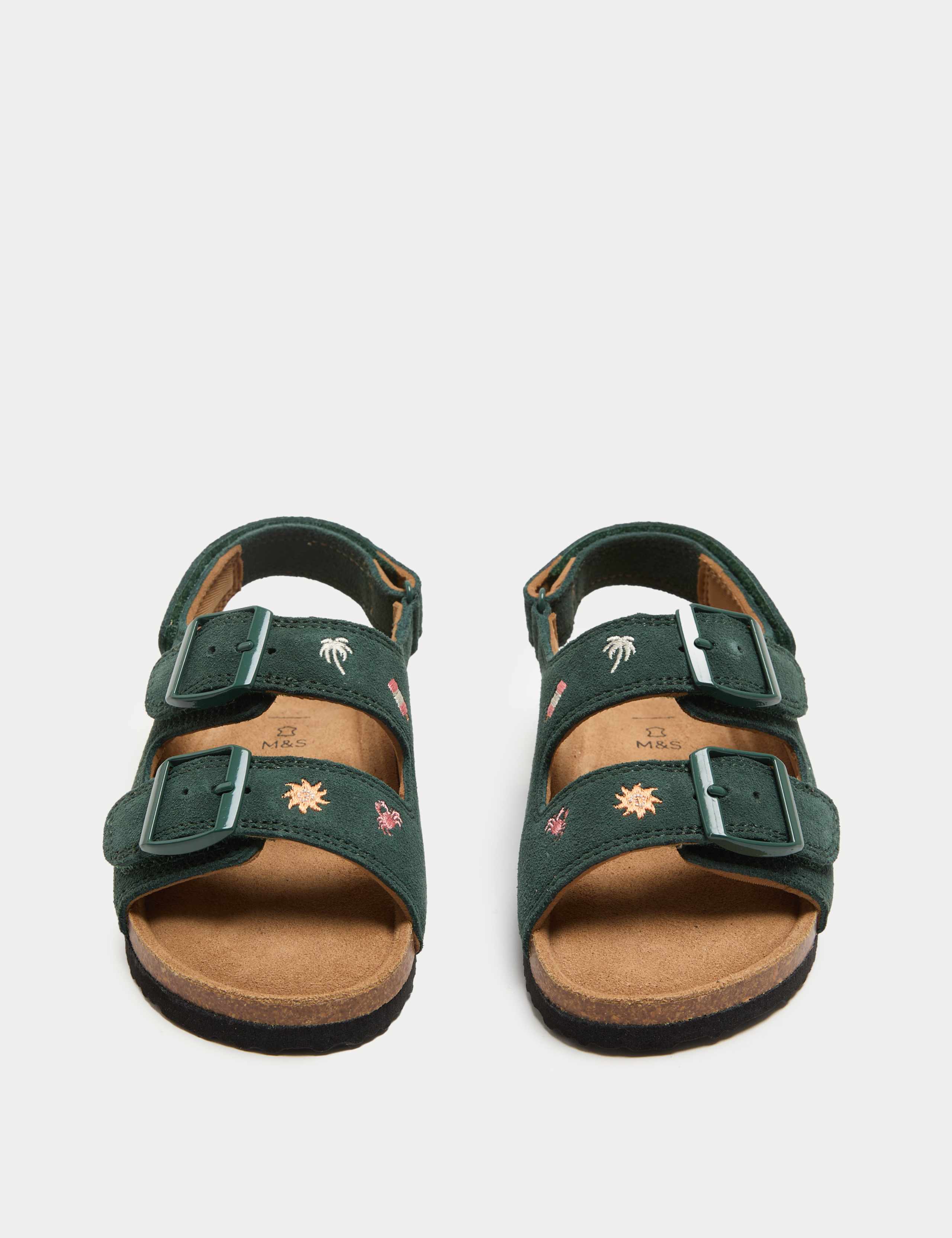 Kids’ Suede Embroidered Beach Footbed Sandals (4 Small-2 Large) 3 of 3