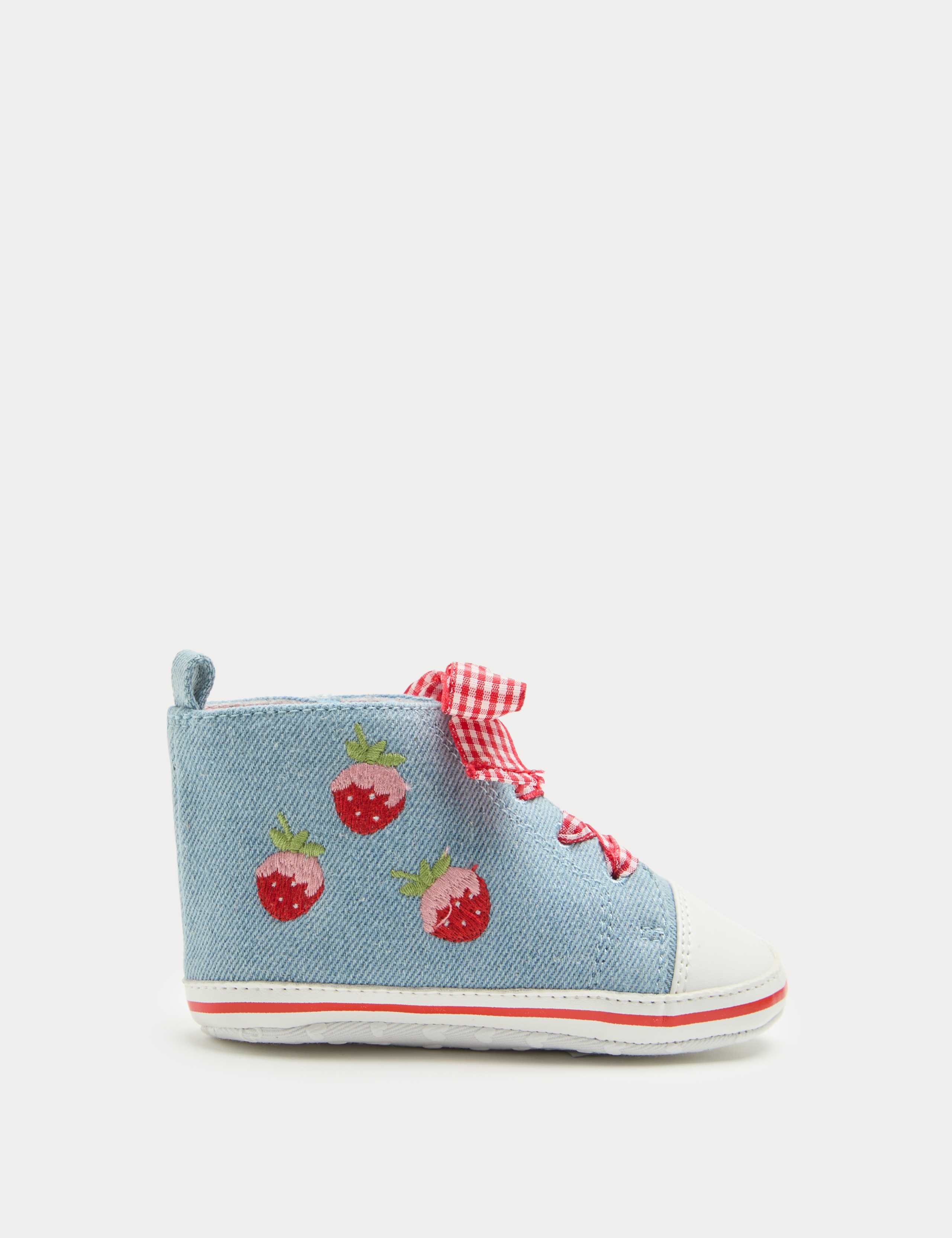 Baby Strawberry High Top Trainer Pram Shoes (0-18 Mths) 2 of 3