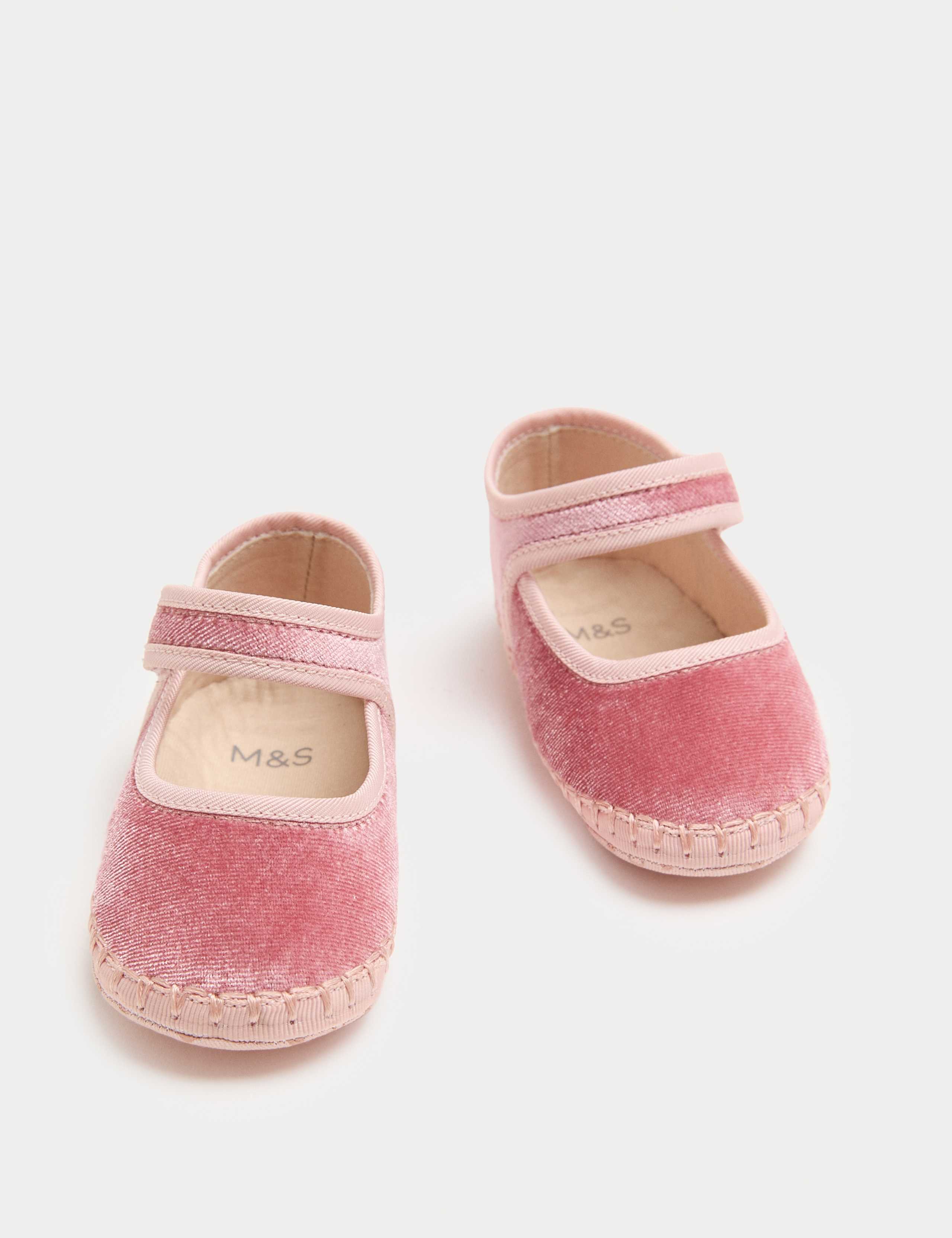 Baby Velvet Stitch Pram Ballet Shoes (0-18 Mths) 1 of 3