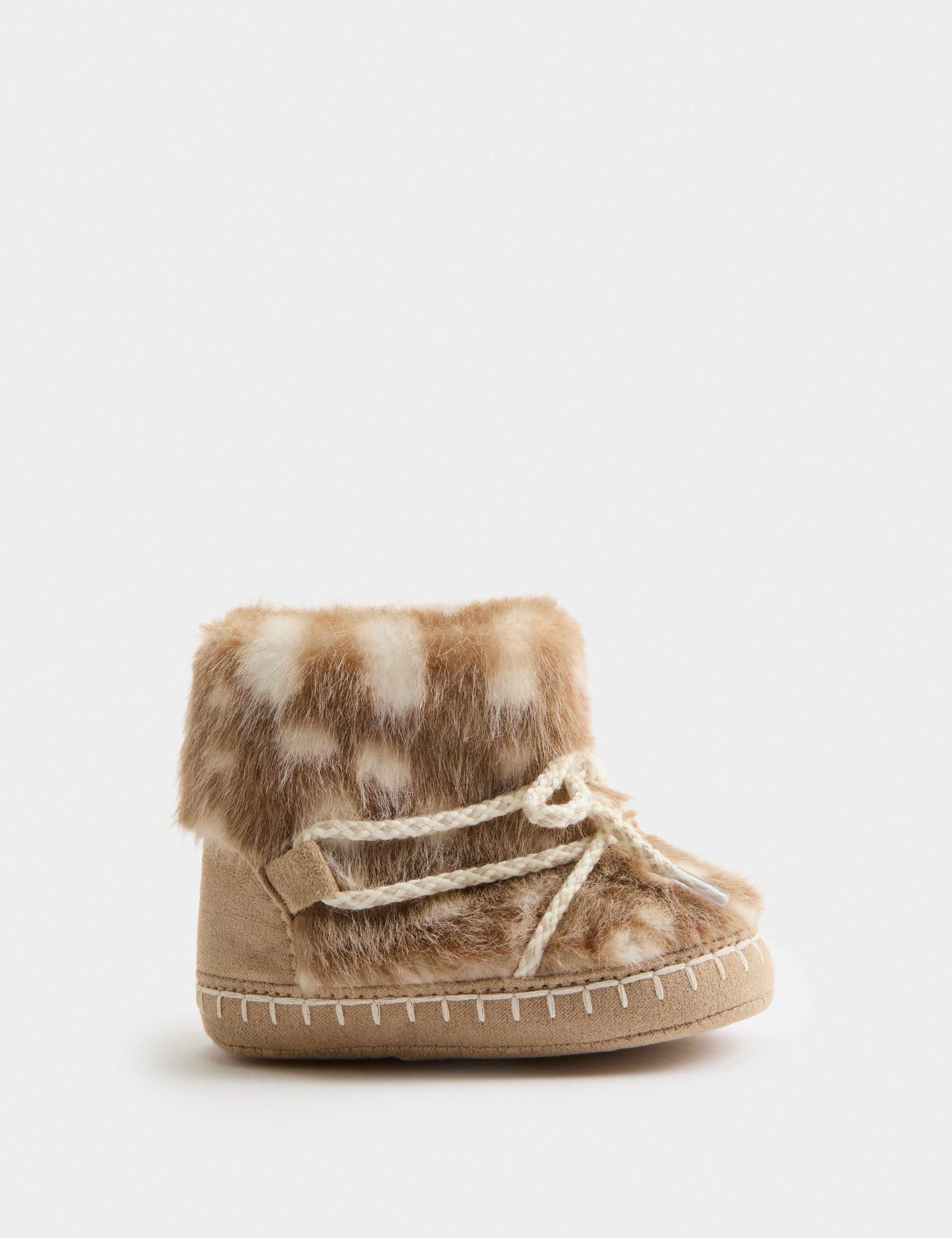 Baby Faux Fur Doe Print Boots (0-18 Mths) 2 of 3