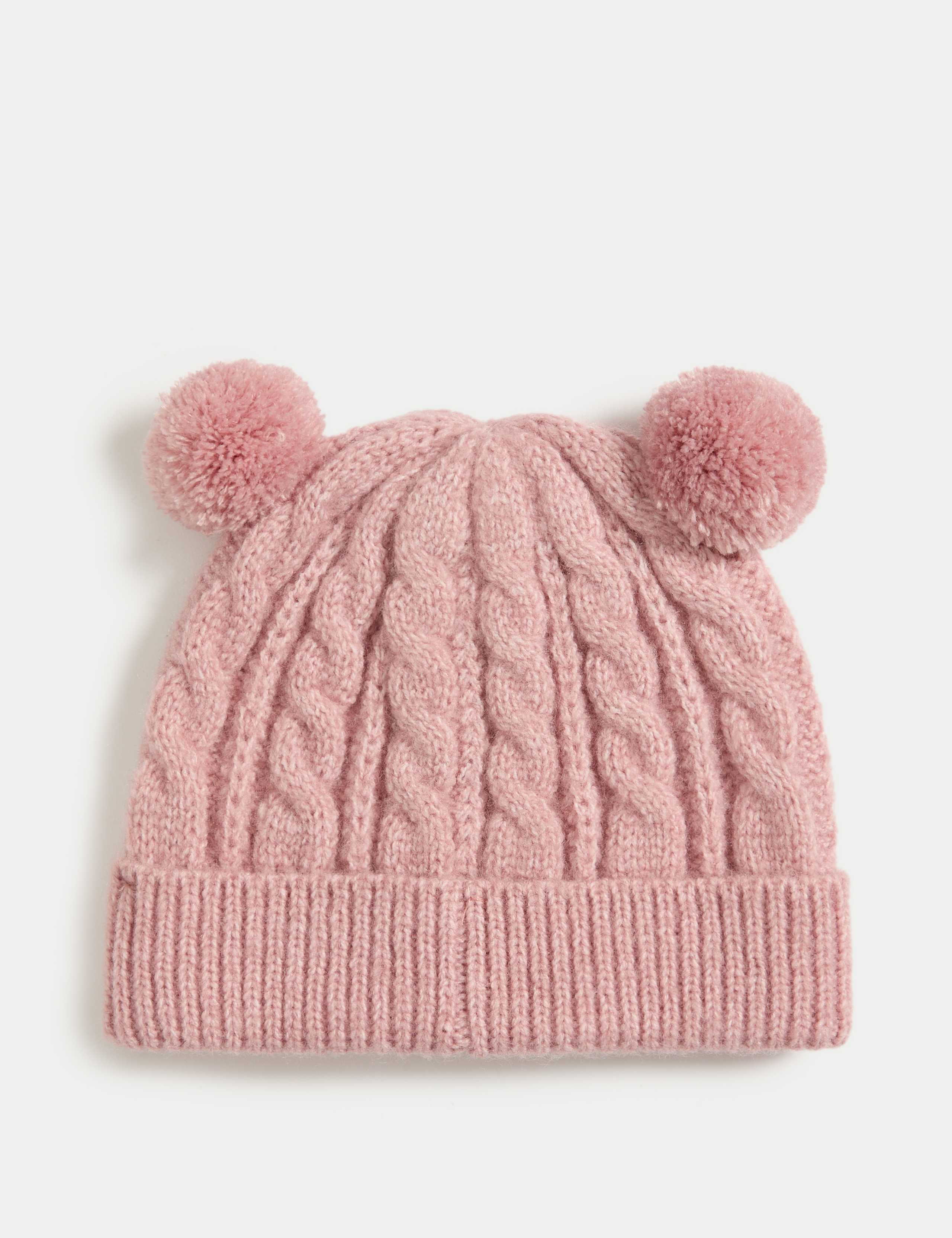 Kids' Cable Knit Double Pom Winter Hat (0-3 Yrs) 2 of 3