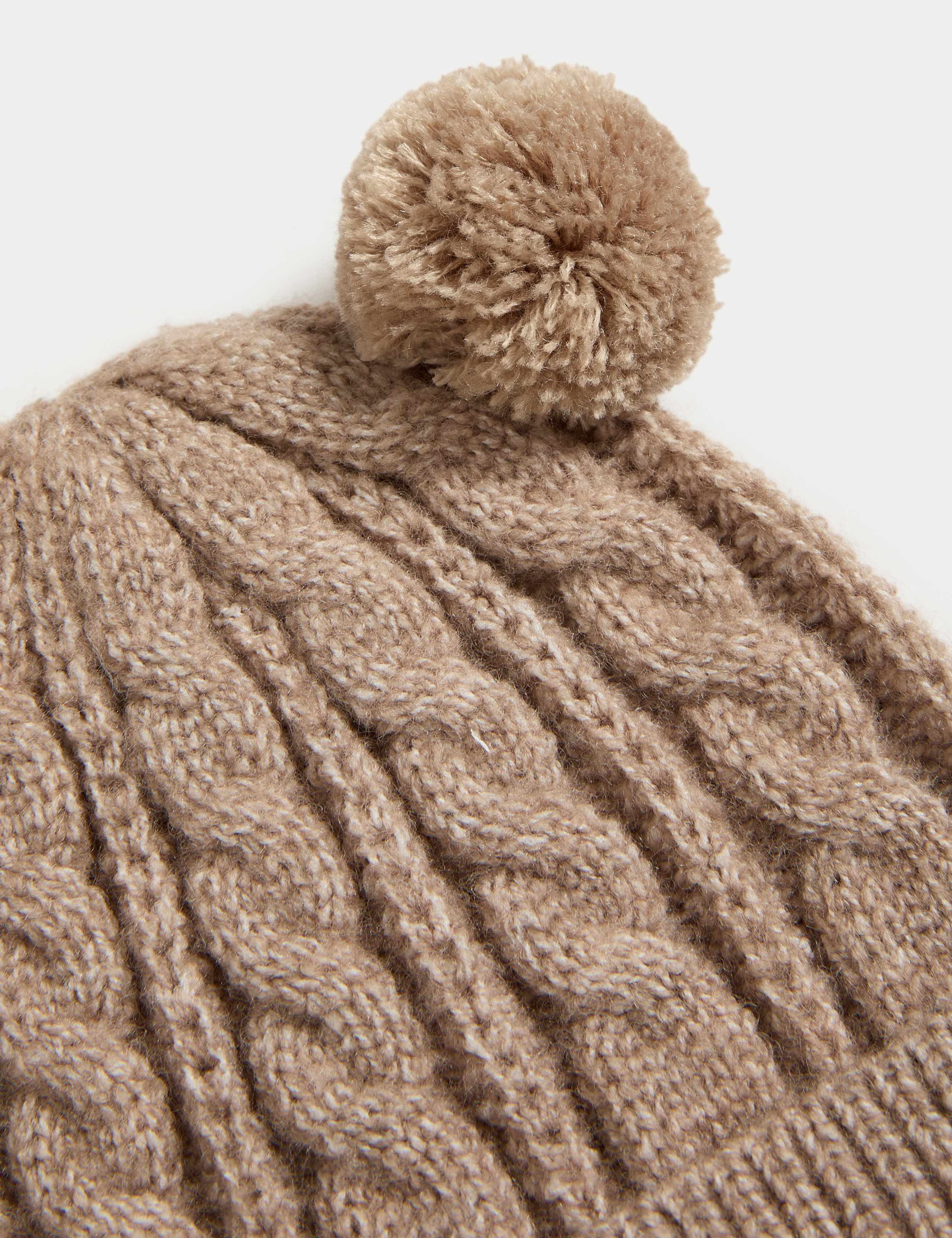 Kids' Cable Knit Double Pom Winter Hat (0-3 Yrs) 3 of 3
