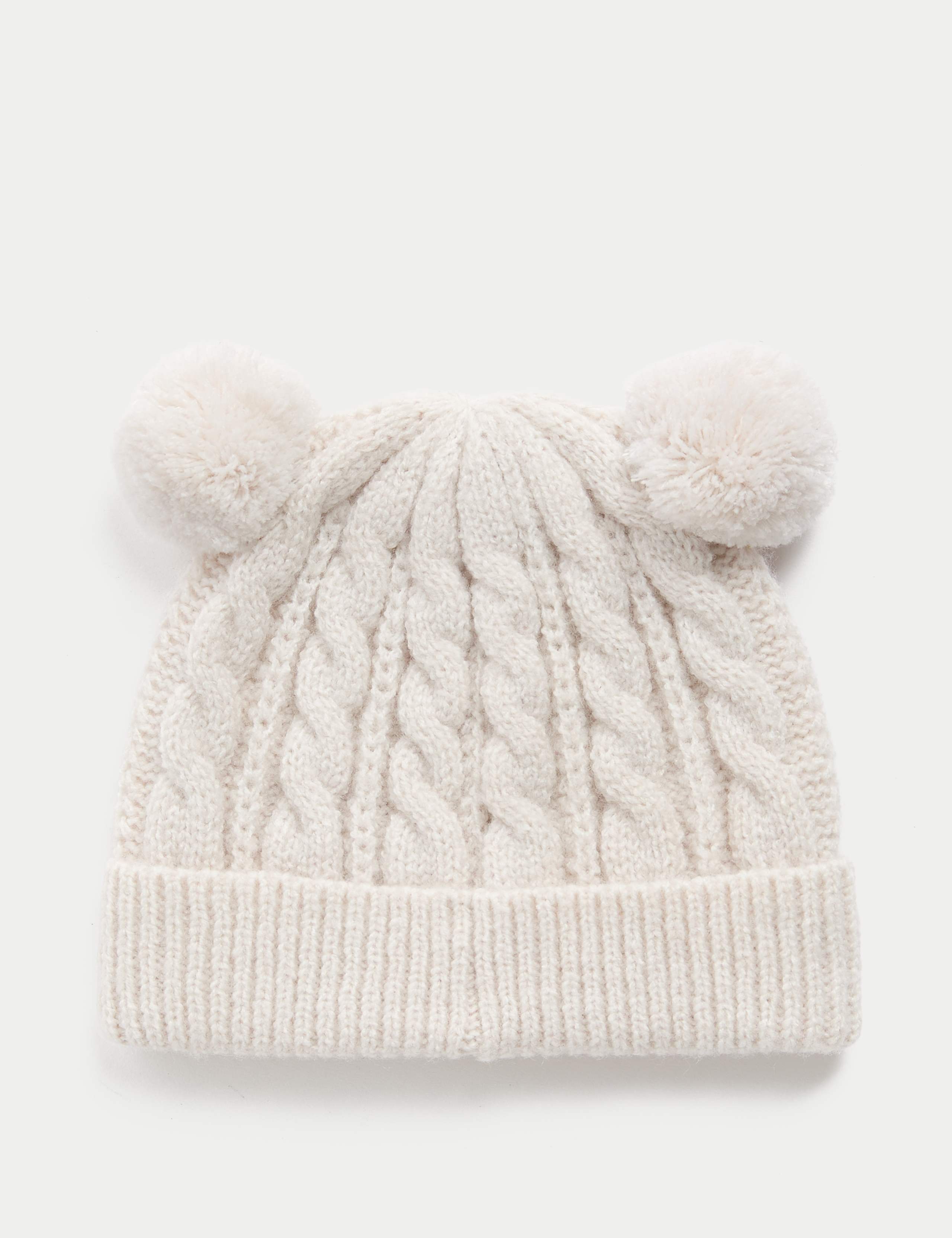 Kids' Cable Knit Double Pom Winter Hat (0-3 Yrs) 2 of 3