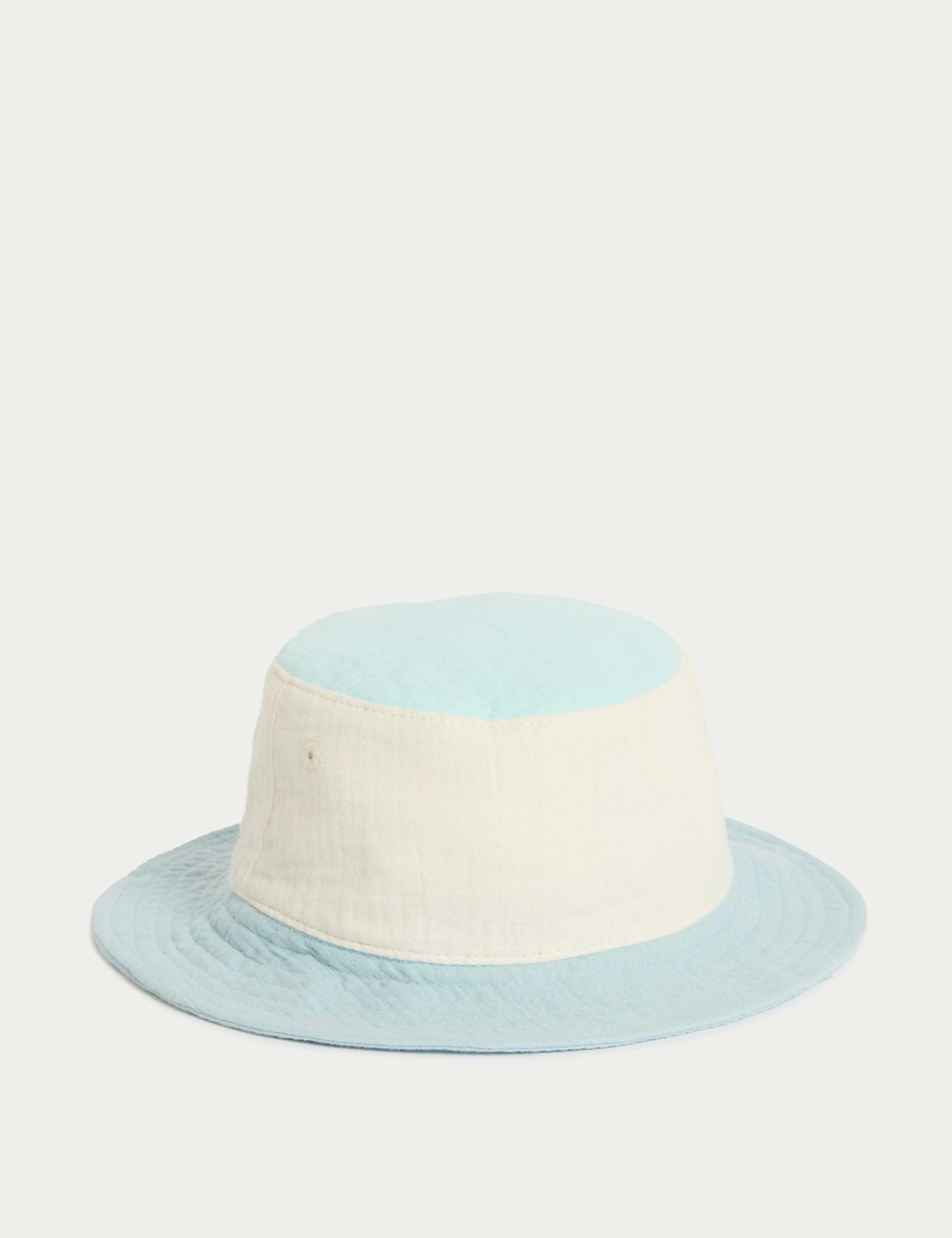 Kids' Pure Cotton Colour Block Bucket Hat (0-3 Yrs) 1 of 3
