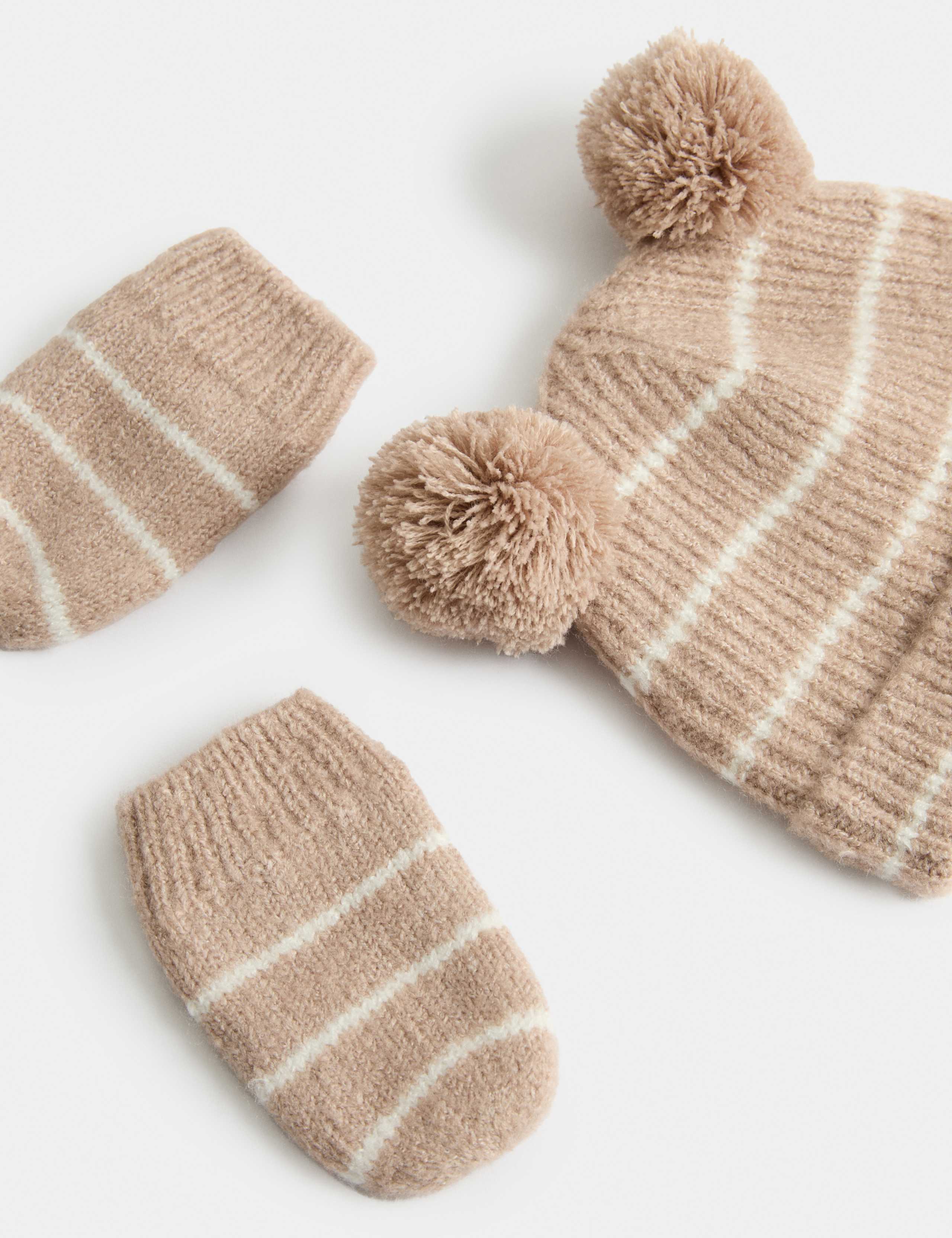 Kids' Striped Hat & MIttens Set (0-3 Yrs) 2 of 2