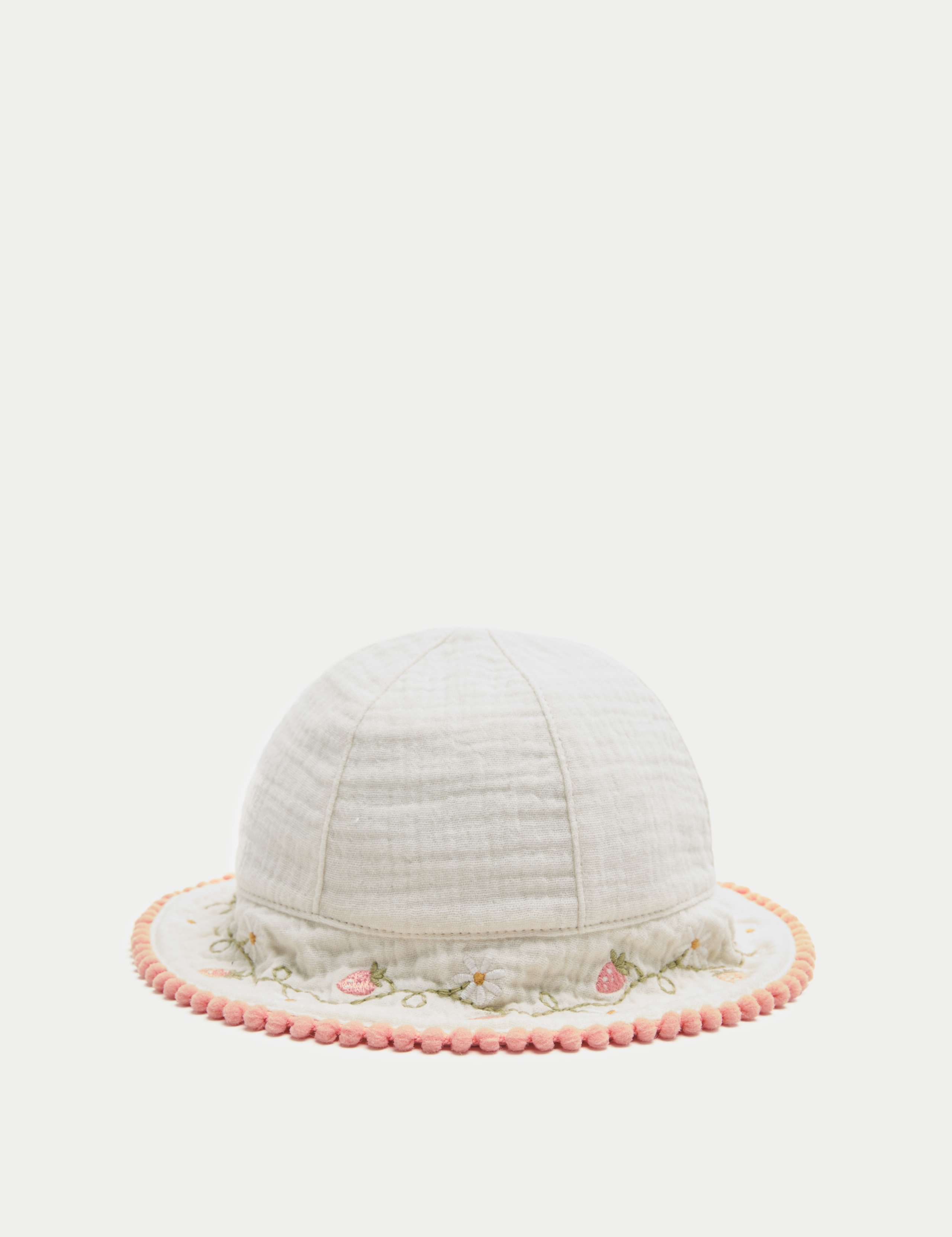 Pure Cotton Strawberry Bucket Hat (0-3 Yrs) 1 of 2