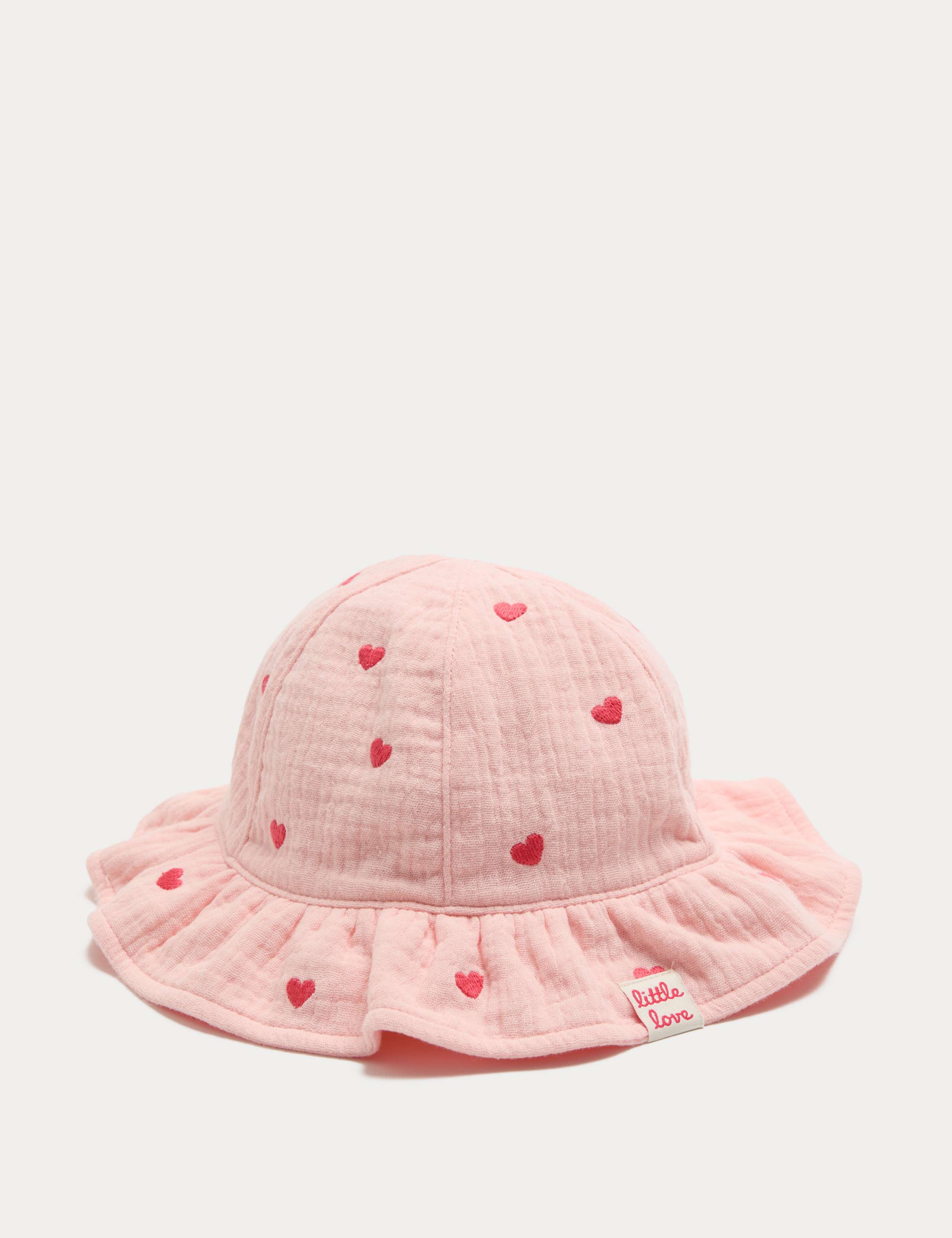 Pure Cotton Embroidered Heart Sun Hat (0-36 Months) 1 of 2