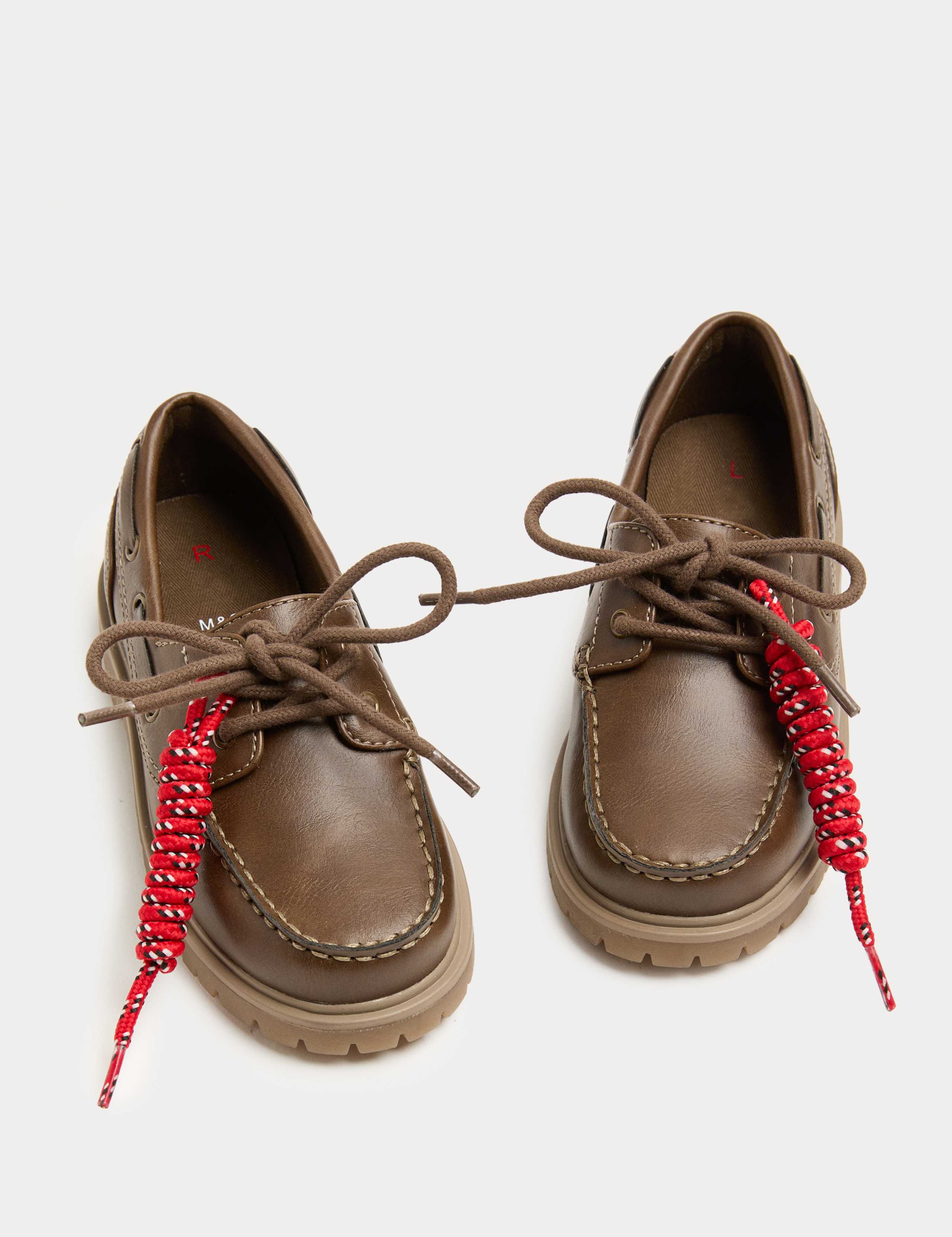Kids Leather Plain Boat Shoes (10 Small-4 Large) 1 of 3