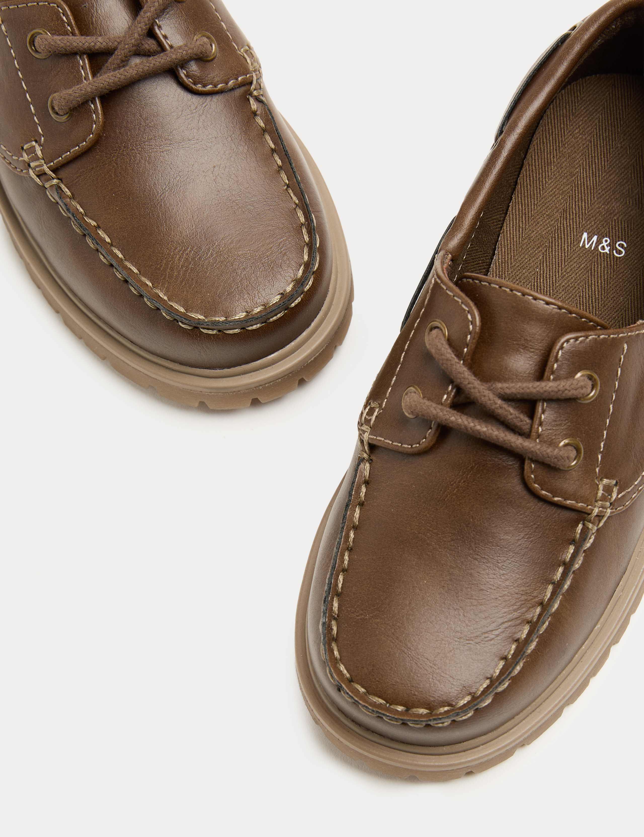 Kids Leather Plain Boat Shoes (6 Small-4 Large) 3 of 3