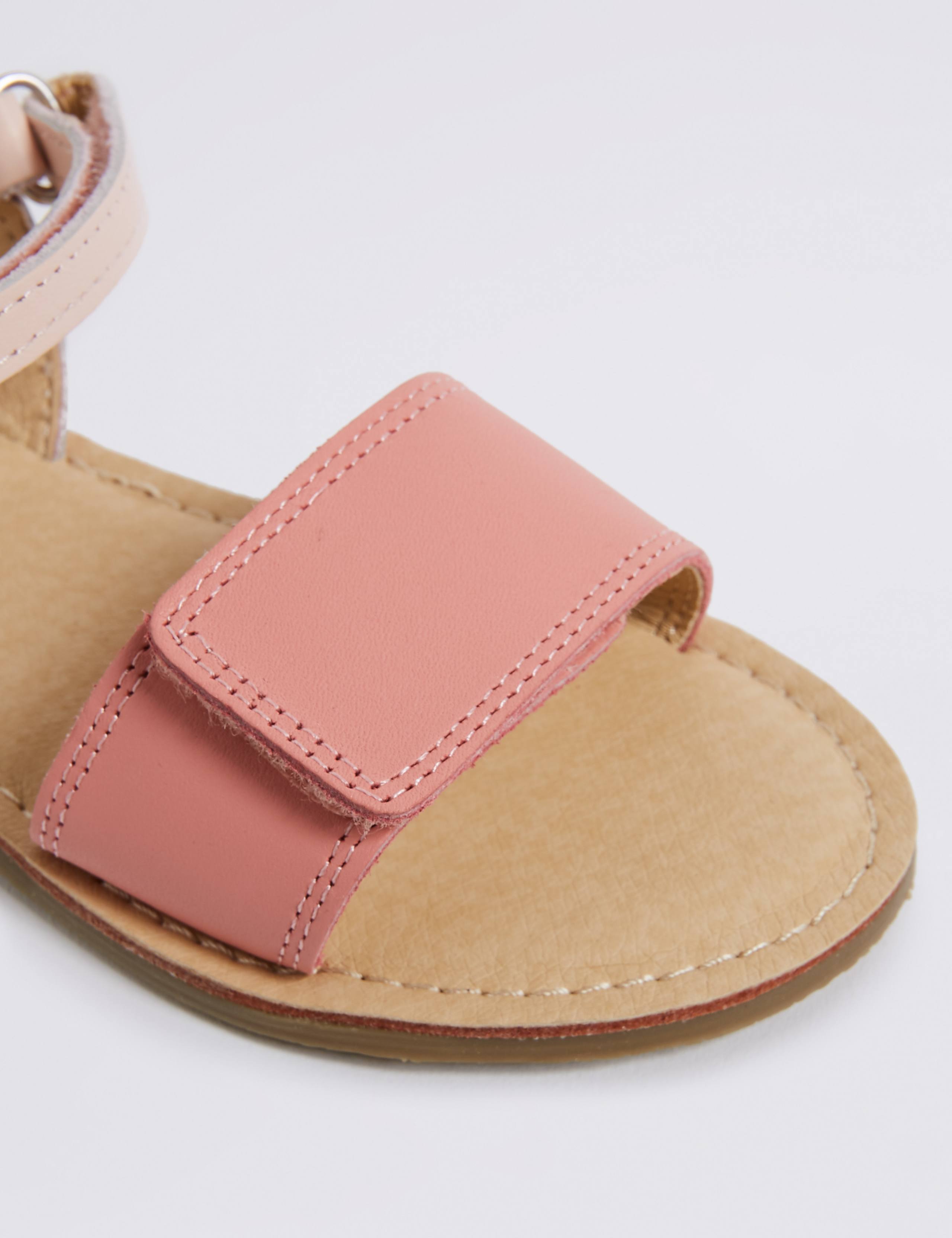 Kids’ Coated Leather Riptape Sandals (5 Small - 12 Small) 4 of 5
