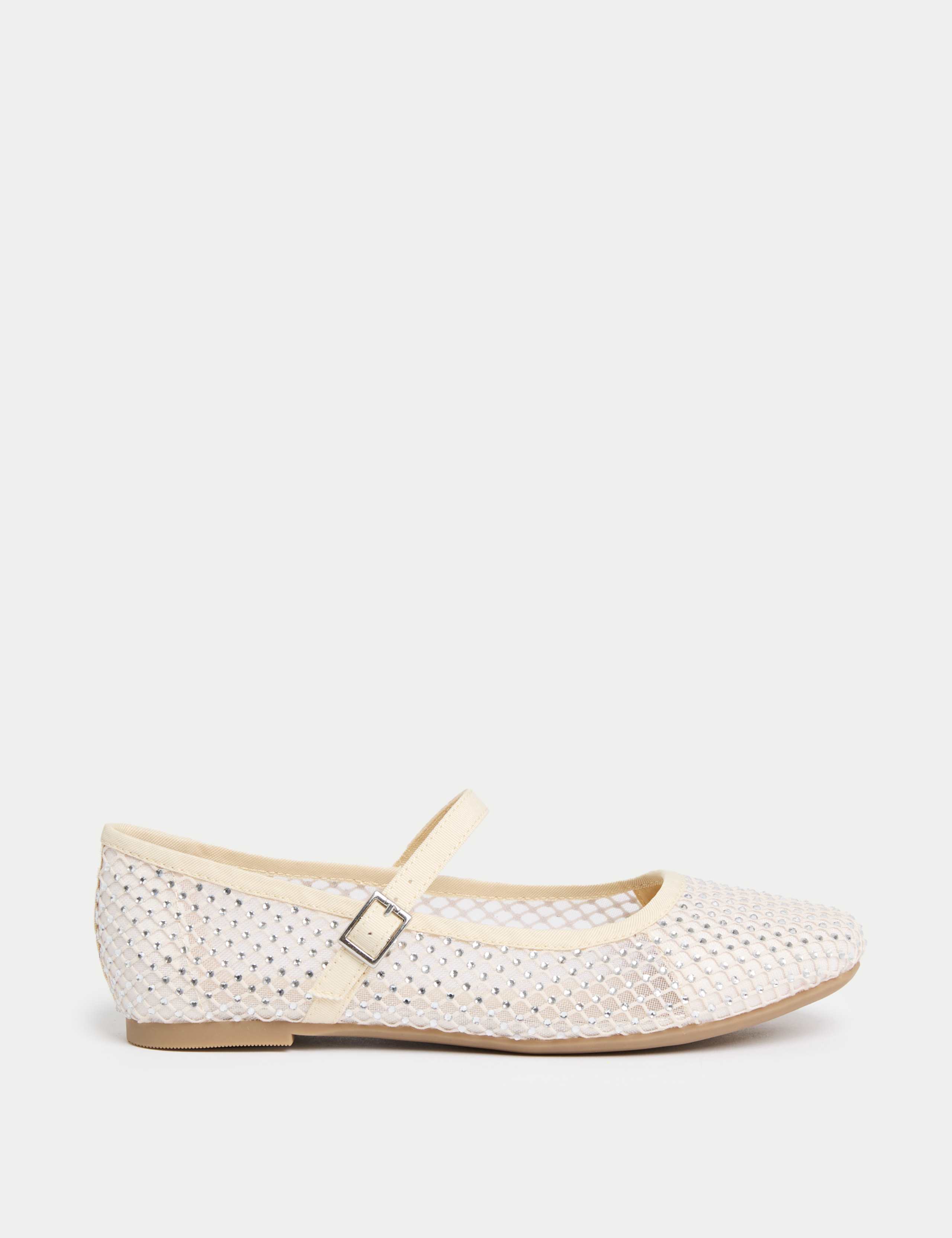 Kids' Diamante Mesh Ballet Pumps (10 Small - 6 Large) 1 of 4