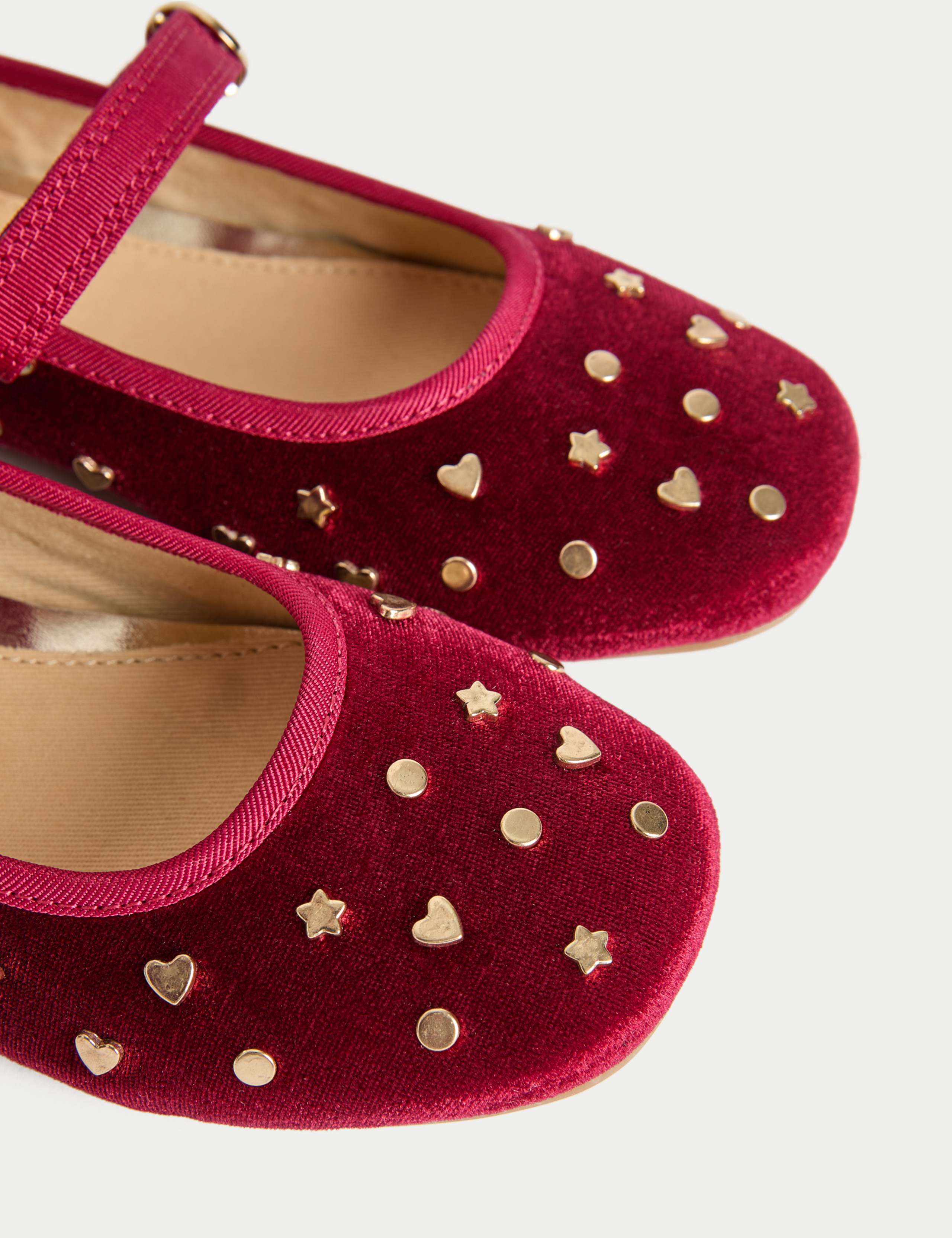 Kids' Velvet Studded Ballet Pumps (4 Small - 2 Large) 3 of 4