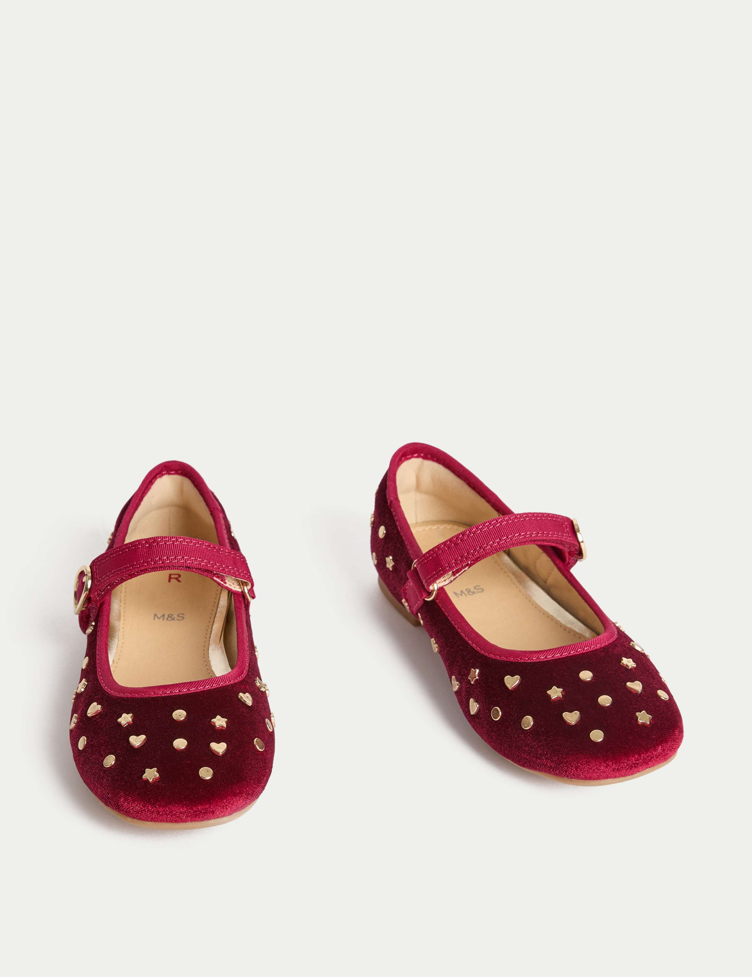 Kids' Velvet Studded Ballet Pumps (4 Small - 2 Large) 2 of 4