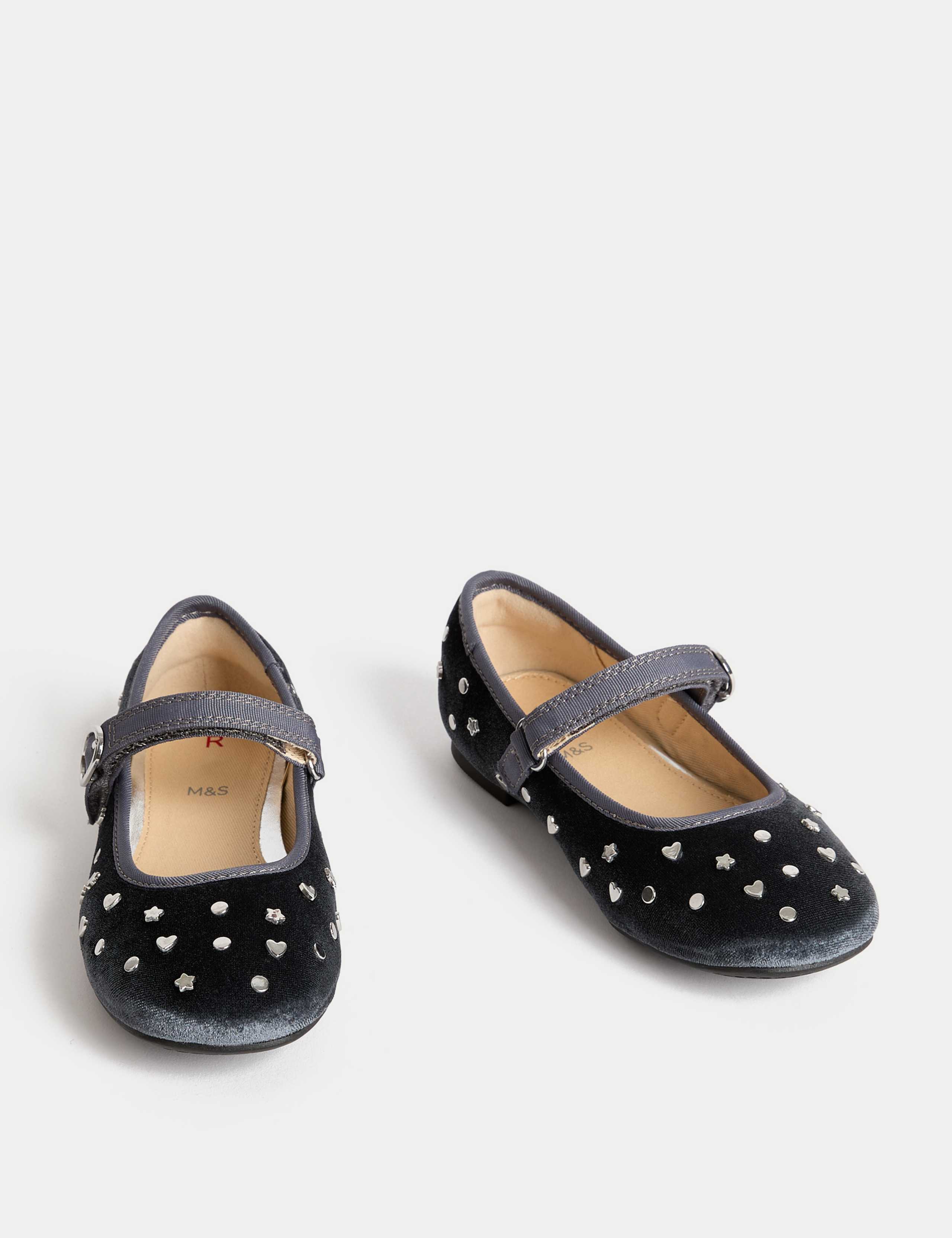 Kids' Velvet Studded Ballet Pumps (4 Small - 2 Large) 2 of 4
