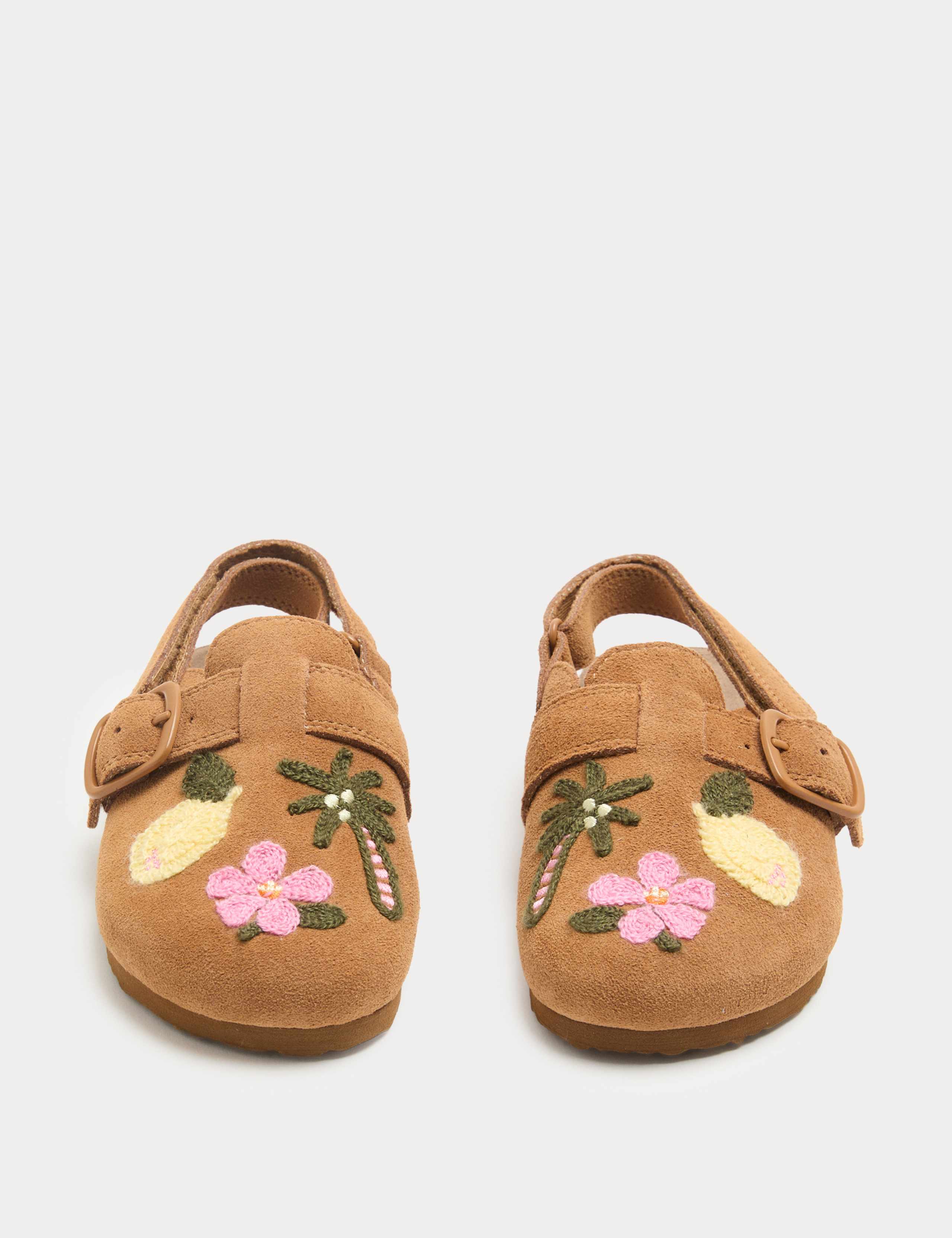 Kids' Suede Embroidered Mules (4 Small - 2 Large) 3 of 3