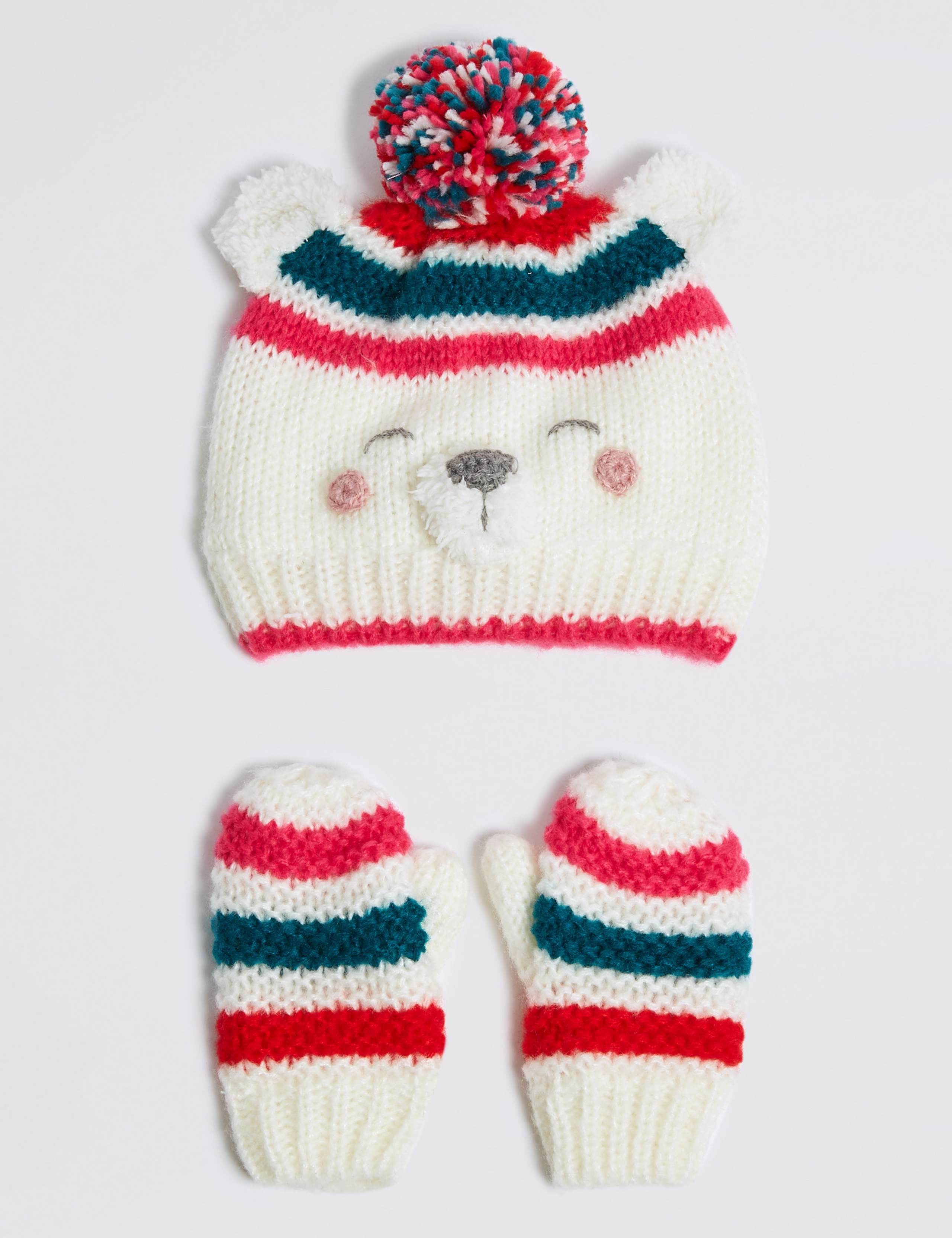 Kids’ Novelty Polar Bear Hat & Mittens Set 1 of 1