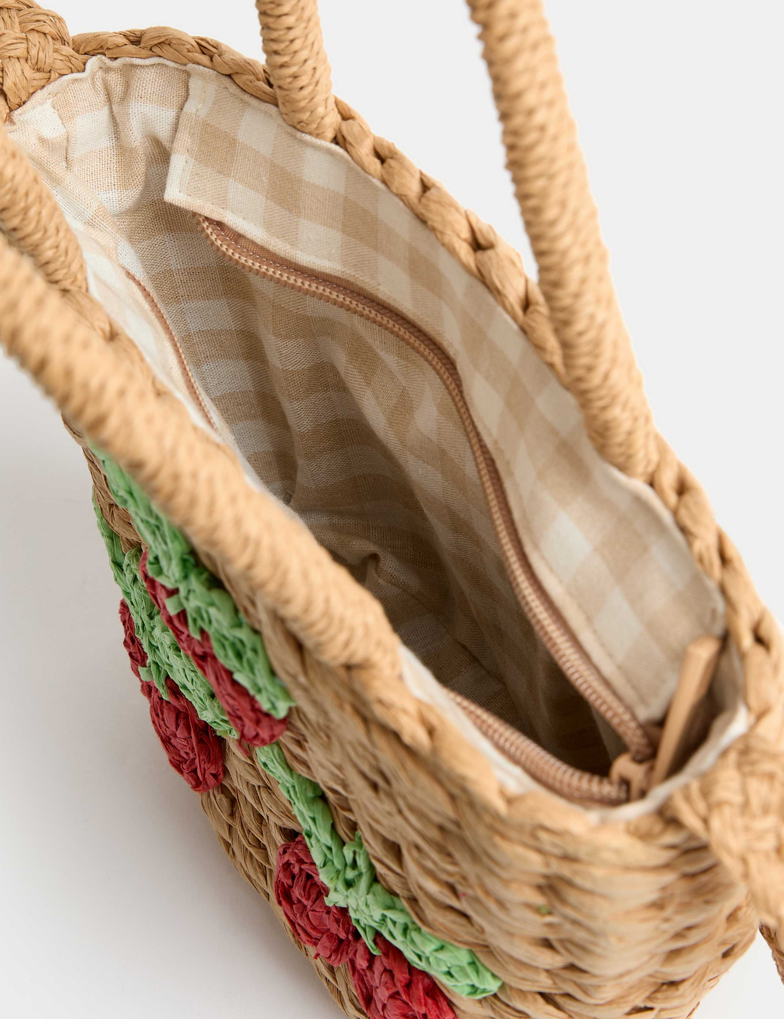 Kids' Cherry Straw Basket Bag 4 of 4