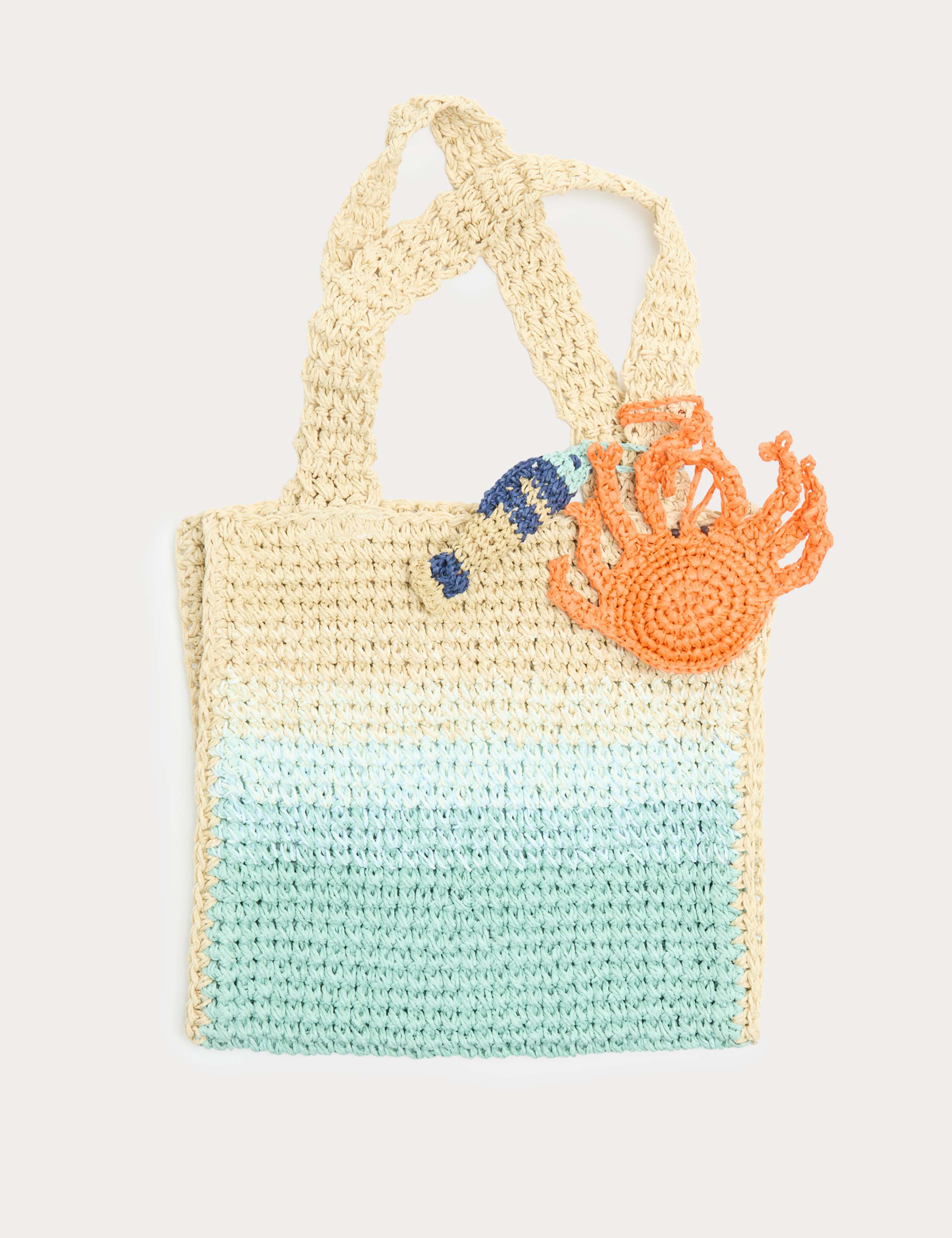 Kids' Raffia Ombre Charm Tote Bag 1 of 2