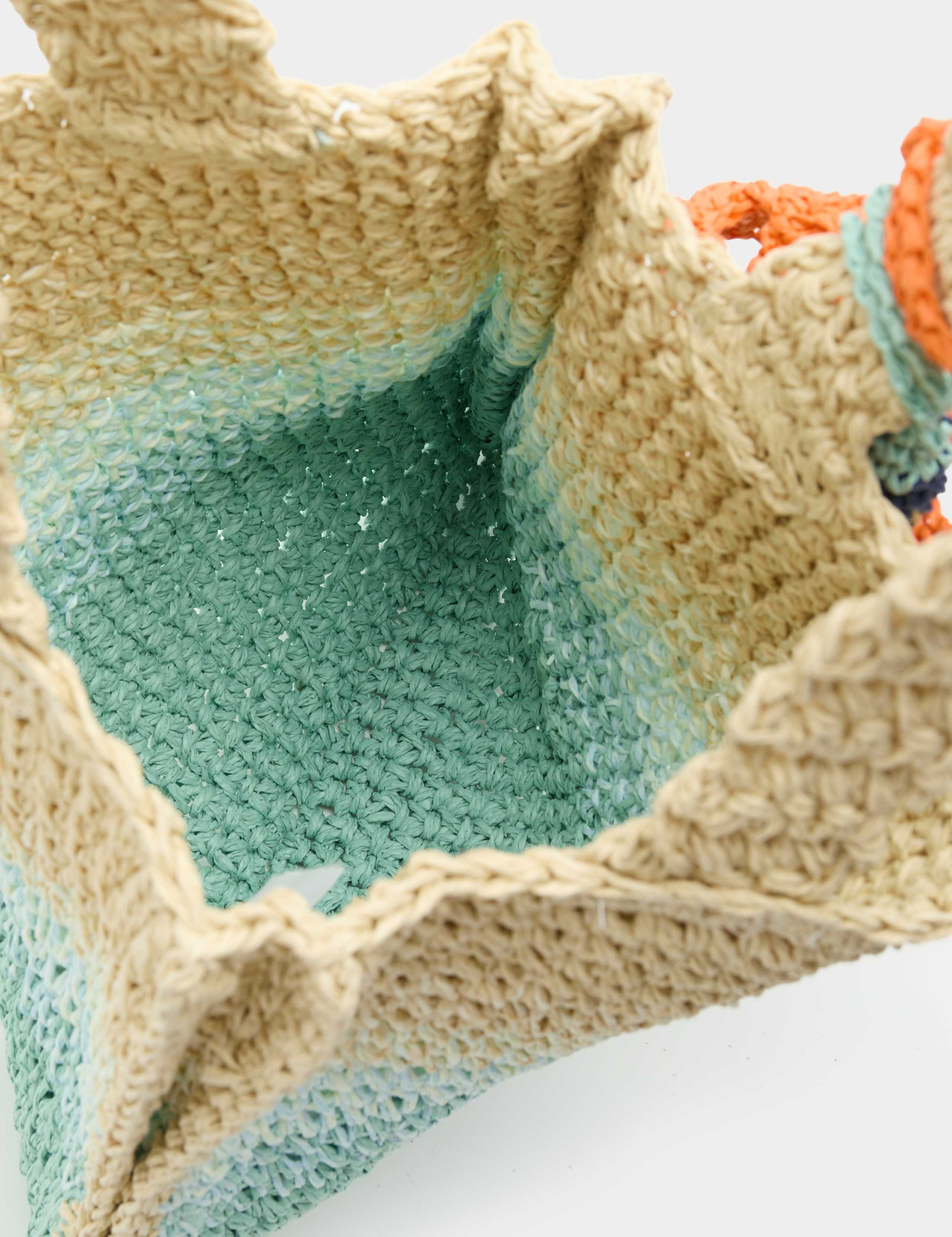 Kids' Raffia Ombre Charm Tote Bag 1 of 2